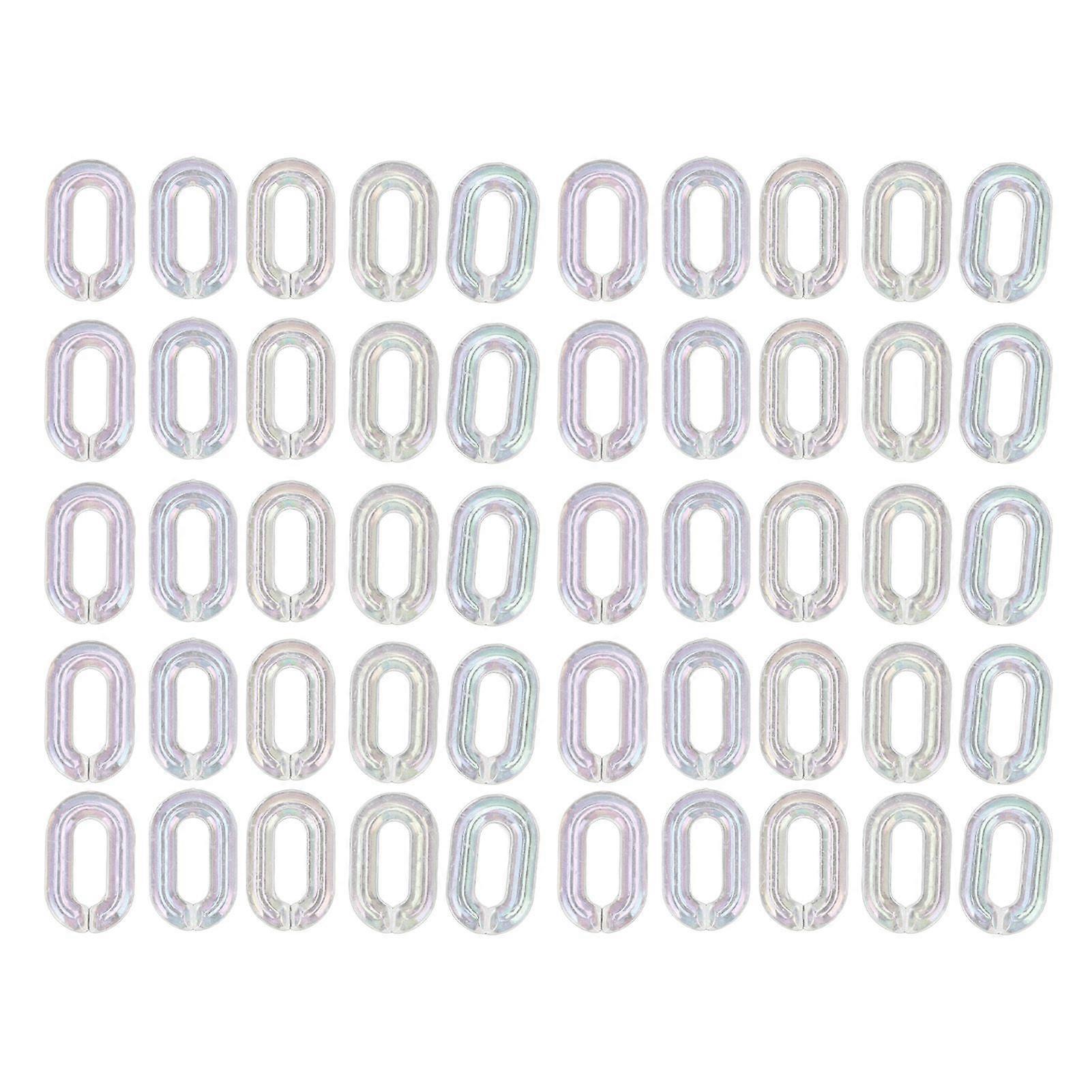 50PCS Acrylic Linking Rings Transparent DIY Assemblable Transparent Color Plating Acrylic Chain Link for DIY Crafts Bags