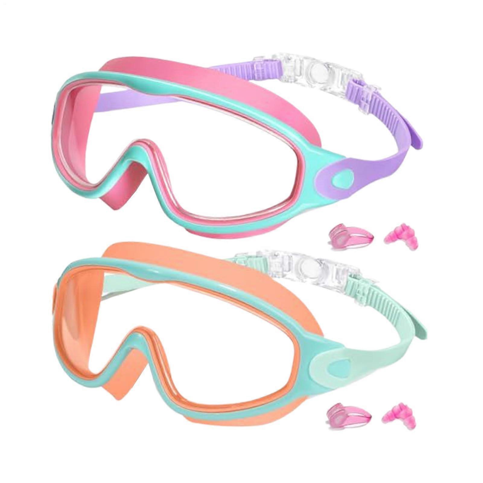 Kids Goggles AntiFog LeakProof Nose Clip UV Protection For Diving Snorkeling Beach Pool Unisex Youth Pink