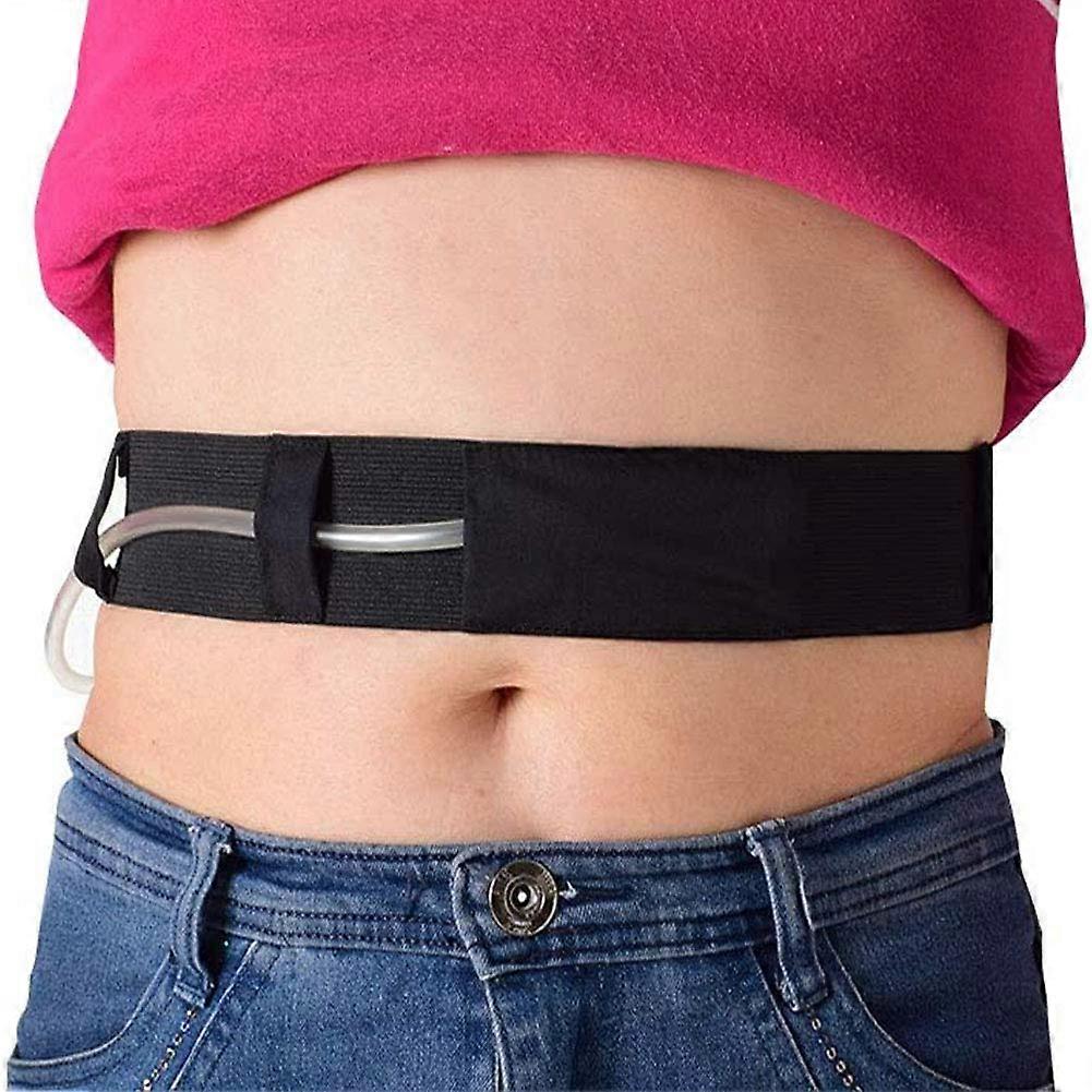 Peritoneal Dialysis Belt Holder for Catheter and G Tube, Adjustable Waist Belt, Soft Breathable Black, Pack of 2, Size Medium