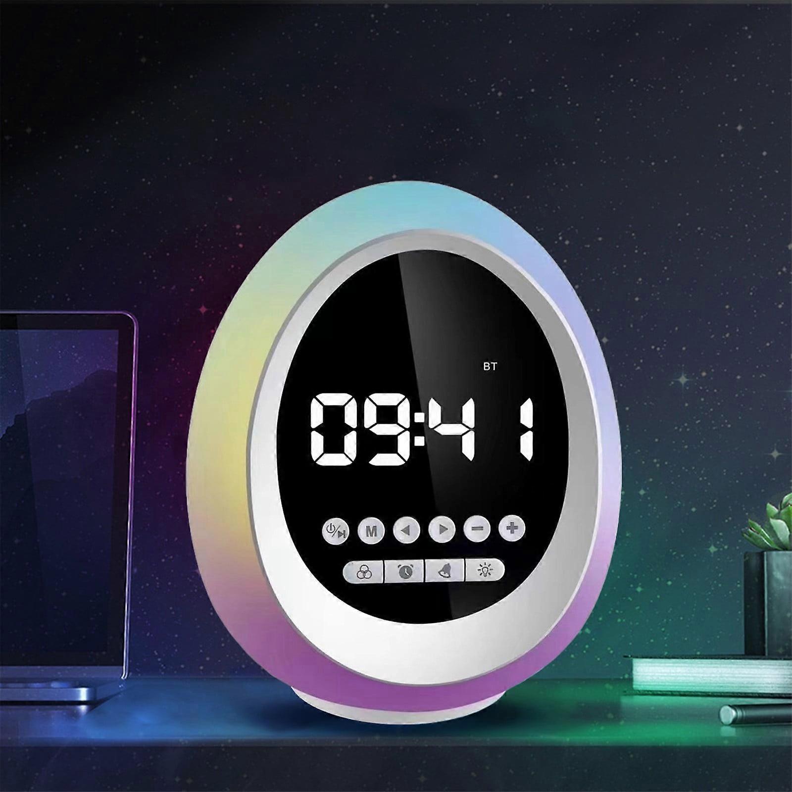 Back to School RGB Colorful Atmospheres Light Bluetooth Speaker Creatives Wireless Clock Alarm Clock Gift Card Insertion Mini Audio Clearance!