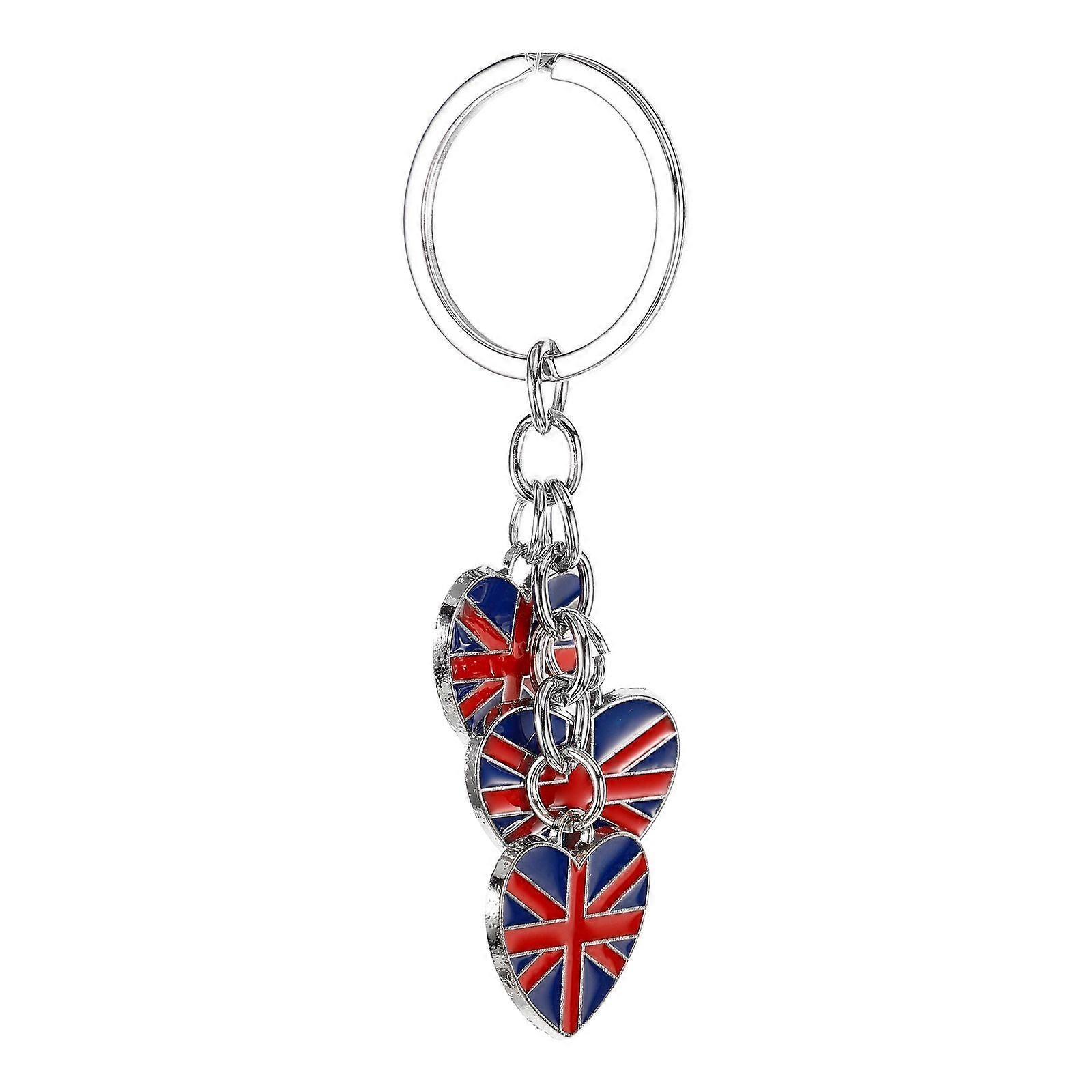 Britain Flag Heart Shaped Keychain Charm UK Souvenir Keychains Pendant Keyring Charm
