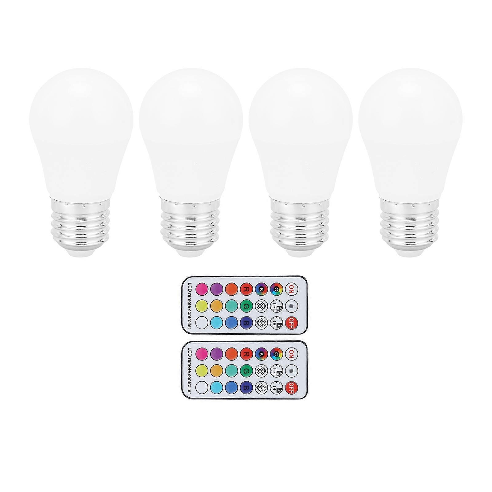 4Pcs 12 Color RGB LED Light Bulb 5W ColorChanging 500LM Dimmable E27 E26 Spiral Colorful Bulb