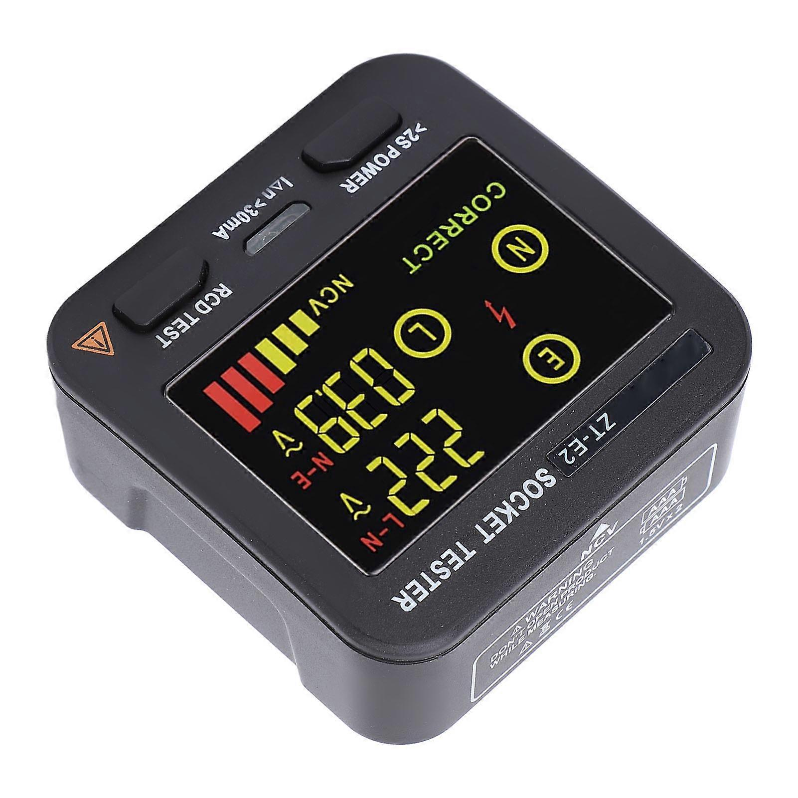 Outlet Tester LCD Color Screen Leakage Detection Neutral Live Wire Testing Receptacle Tester 
