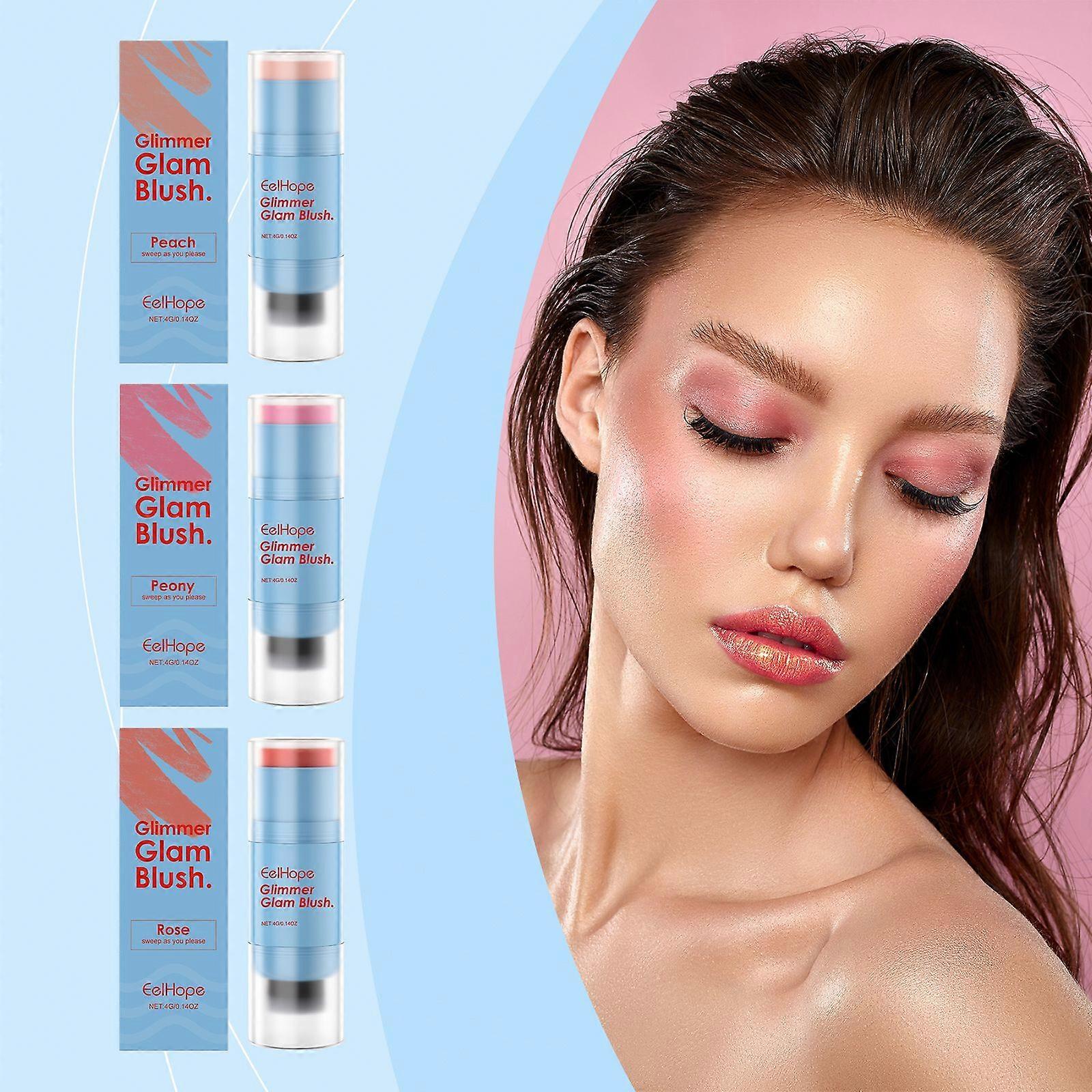 Eelhope Double-Head Blush Stick: Colorful, Non-Fading, Moisturizing And Nourishing, Multi-Purpose Blush Stick