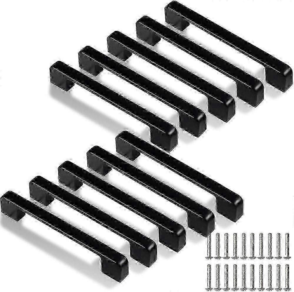 Matte Black Cabinet Pulls, Corrosion Resistant Square Bar Cabinet Drawer Handles, 10 Pcs Solid Drawer Pulls For Kitchen Cabinet Hardwa
