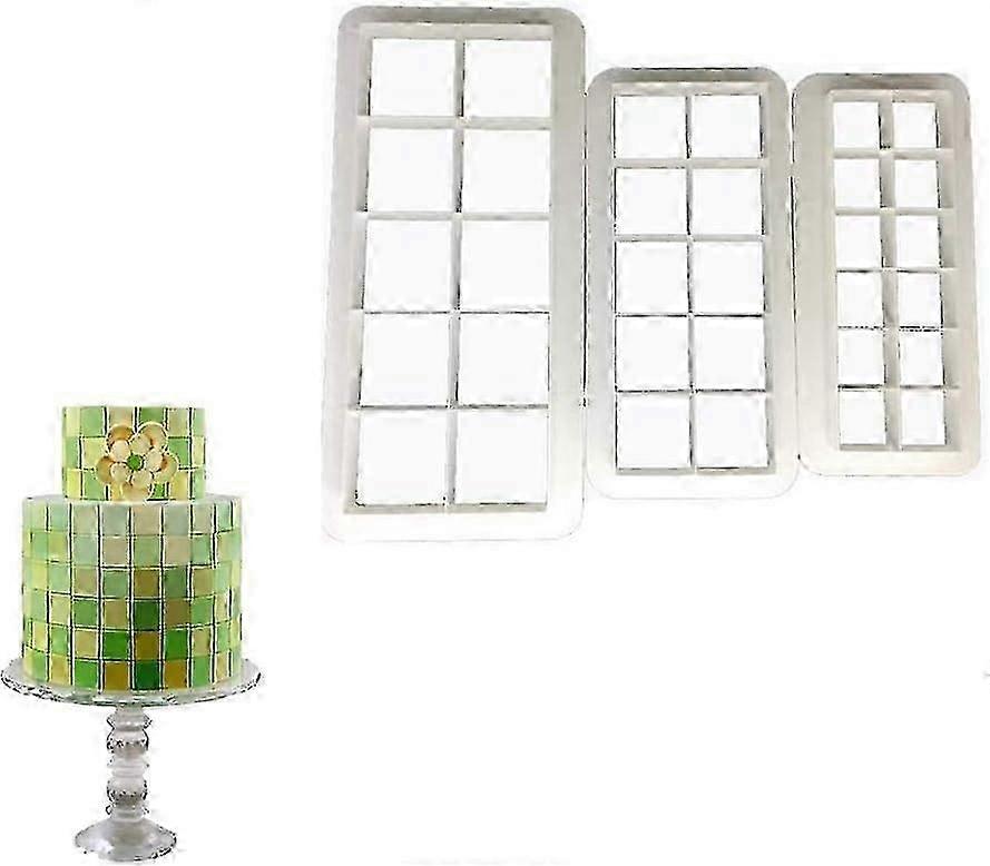 Square Cookie Cutter Set - Geometric Multicutter for Cake Fondant and Biscuits (3 Sizes)