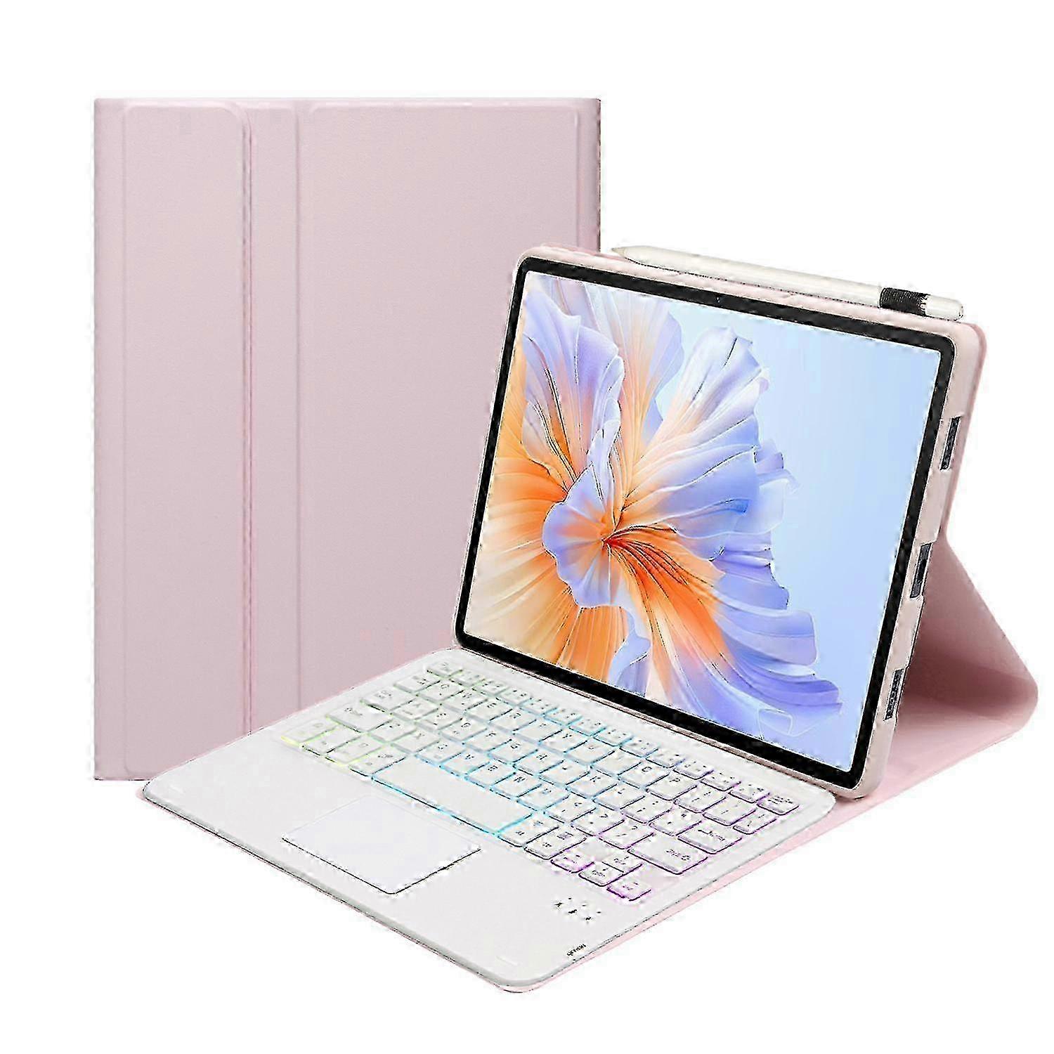 AH27-AS Ultra-thin Detachable Backlight Bluetooth Keyboard Leather Tablet Case with Touchpad 2025