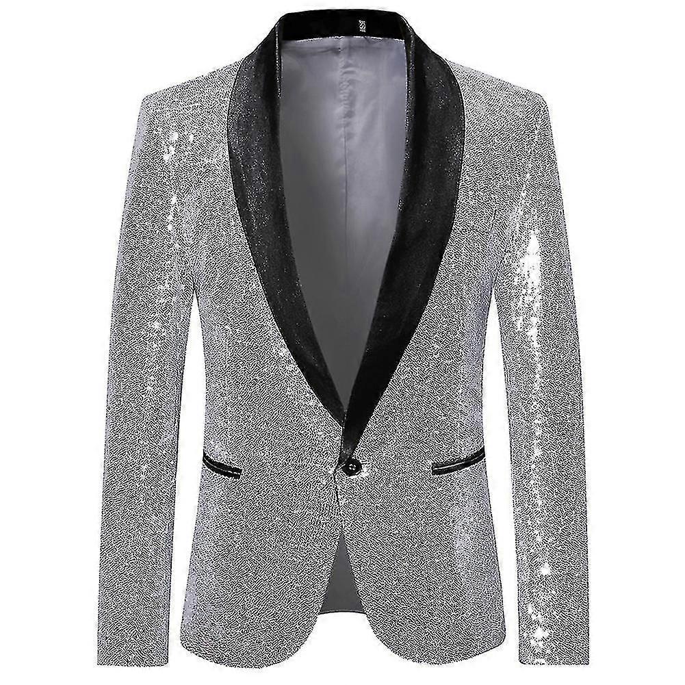 Moda męska Sequin Casual Blazer Wediing Celebration Suit Jacket