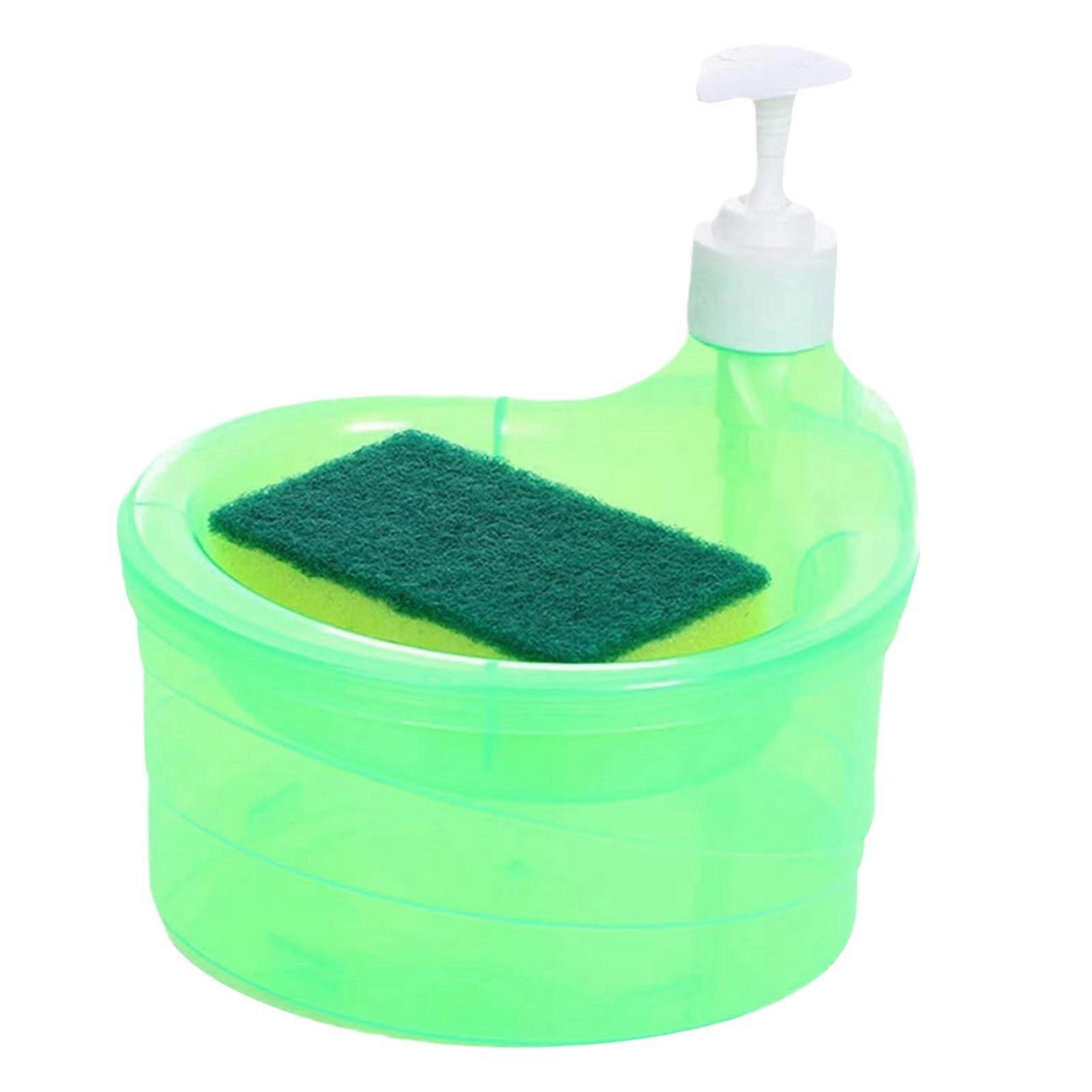 Dish Soap Dispenser 2In1 With Sponge Holder Green Kitchen Sink Organizer