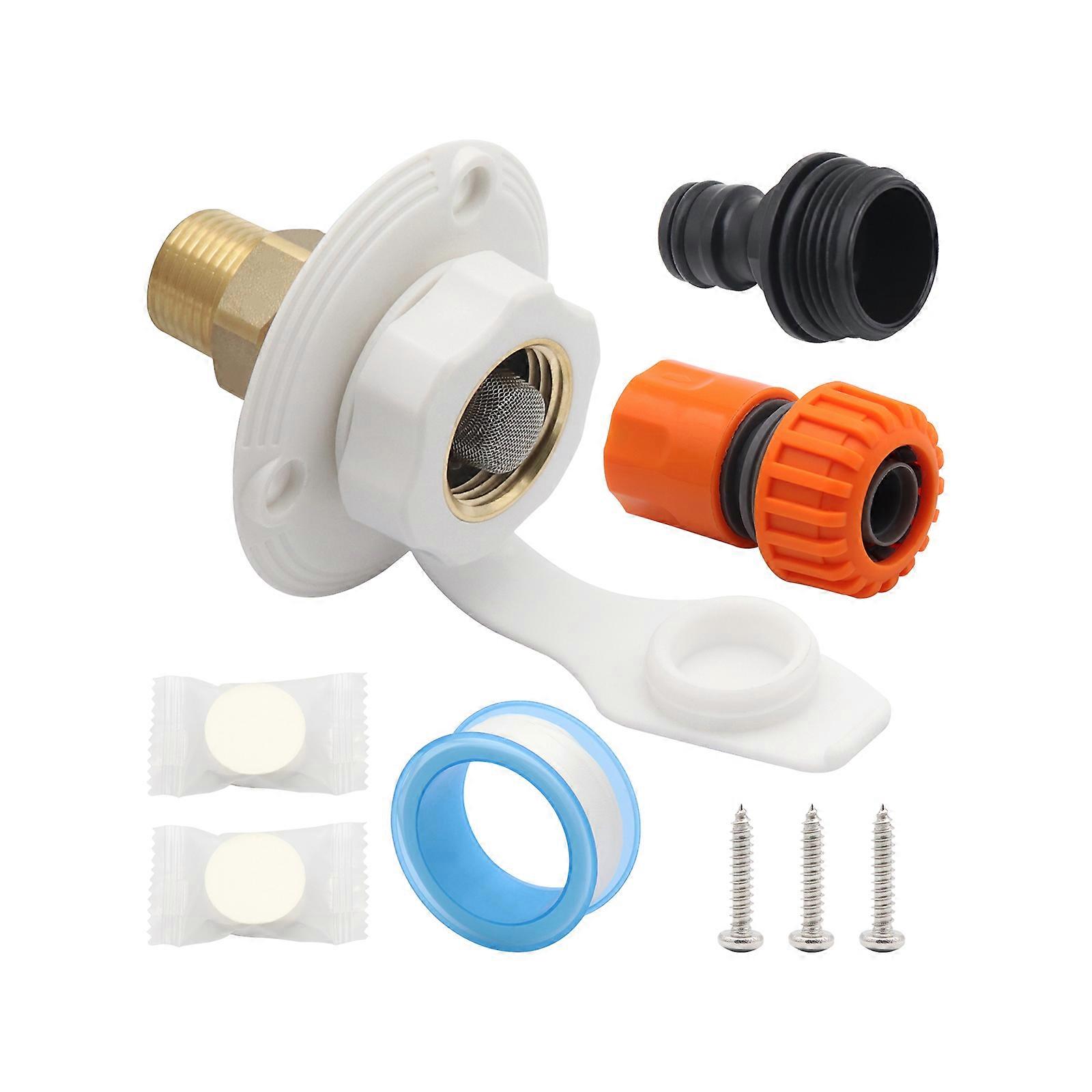 RVs Water Inlet System Water Fill Hatches Inlet With Silicone Seals And Brass Adapters For Space Saving Installations  White