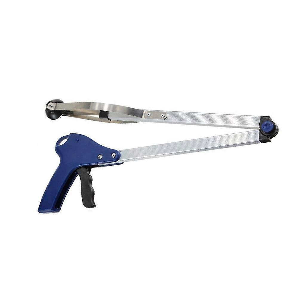 83cm Foldable Garbage Grabber Trash Picker Pick up Gripper Reacher Tool (Blue)
