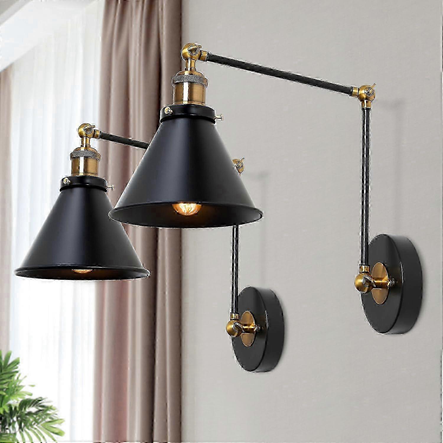 Adjustable Wall Lamp compatible with LALLUZ Black Swing Arm Lighting, 2-Pack