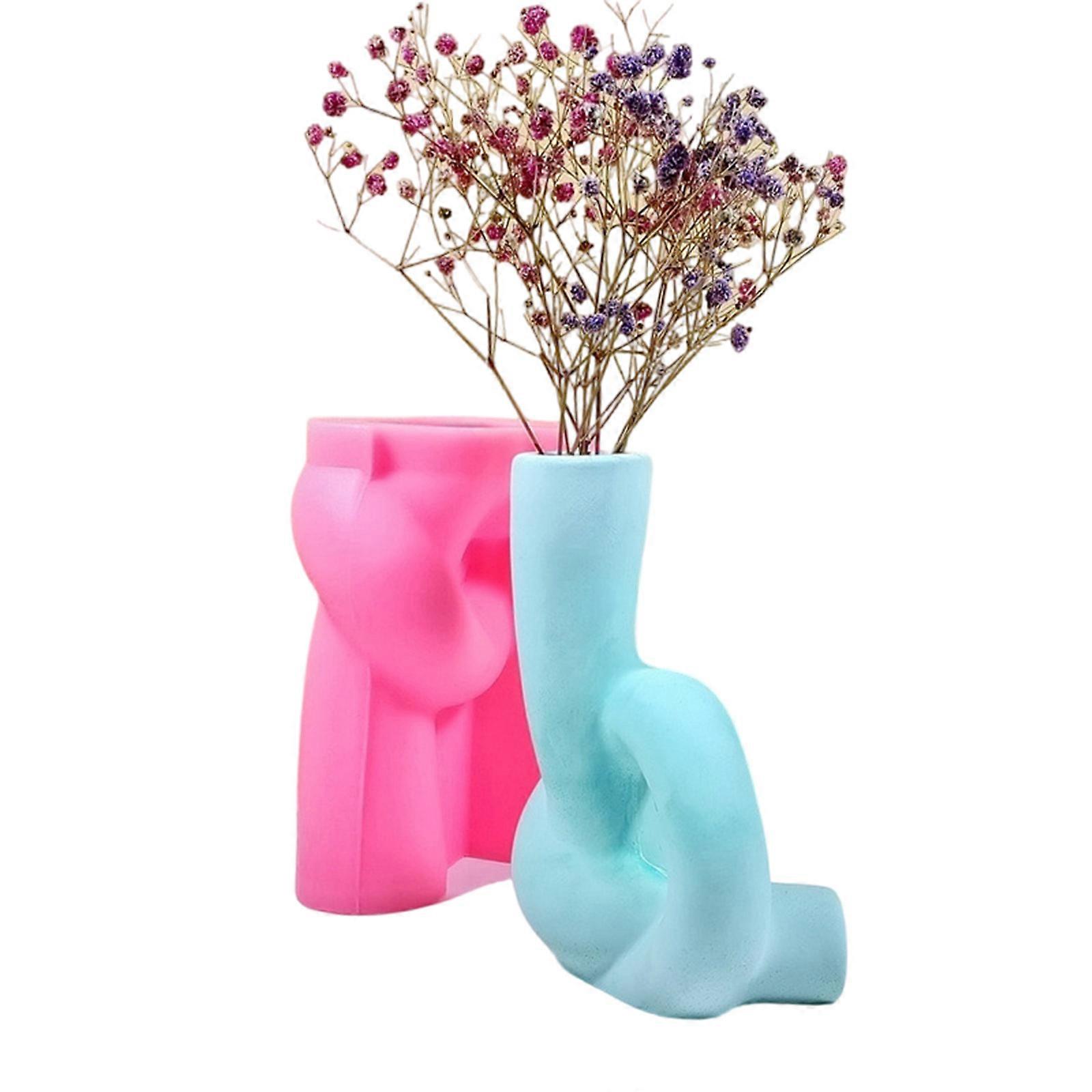 Home Decors Silicone Vase Molds Simple Shape Flowerpot Moulds Silicone Texture Suitable for Planter and Cement Creation Multicolor