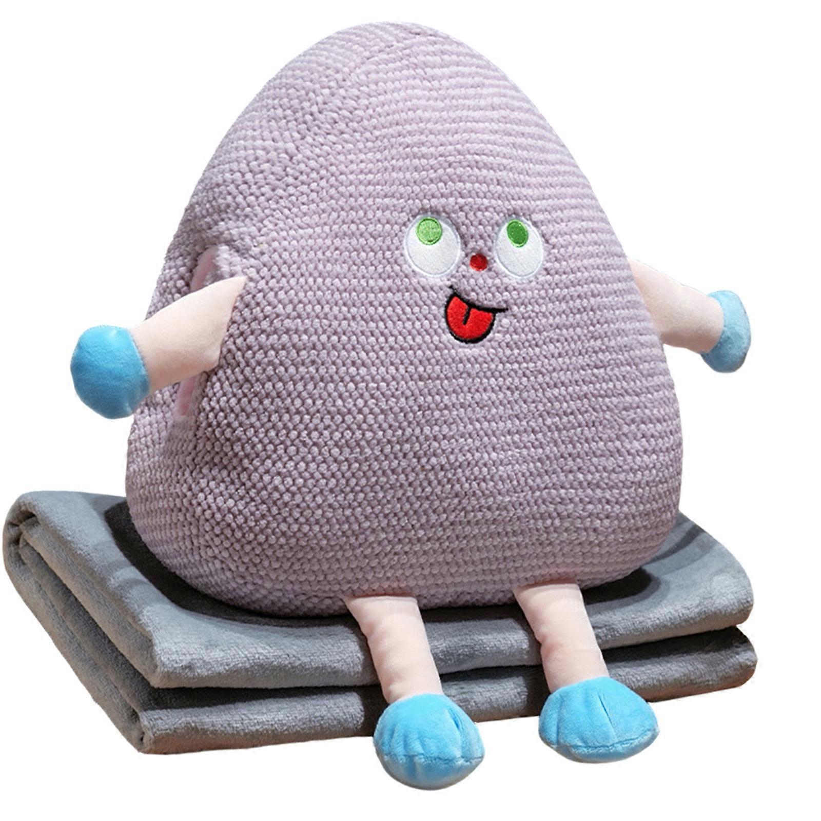 Plush Office Cushion With Detachable Blanket and Hand Warmer Design Compacts Backrest Waist Pillow For Desk Relaxation  Purple