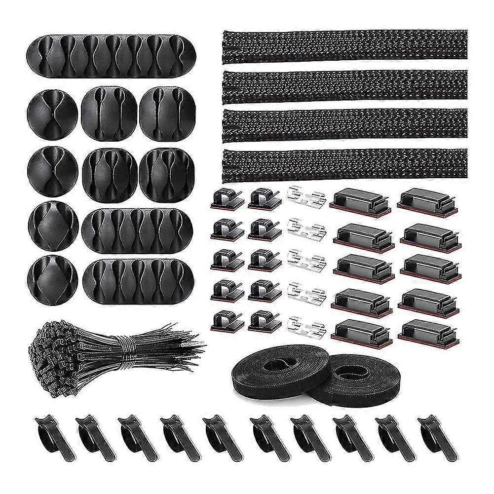 152 Pcs Cord Organizer Kit, Include Self Adhesive Clips, Cable Sleeves Management Clips