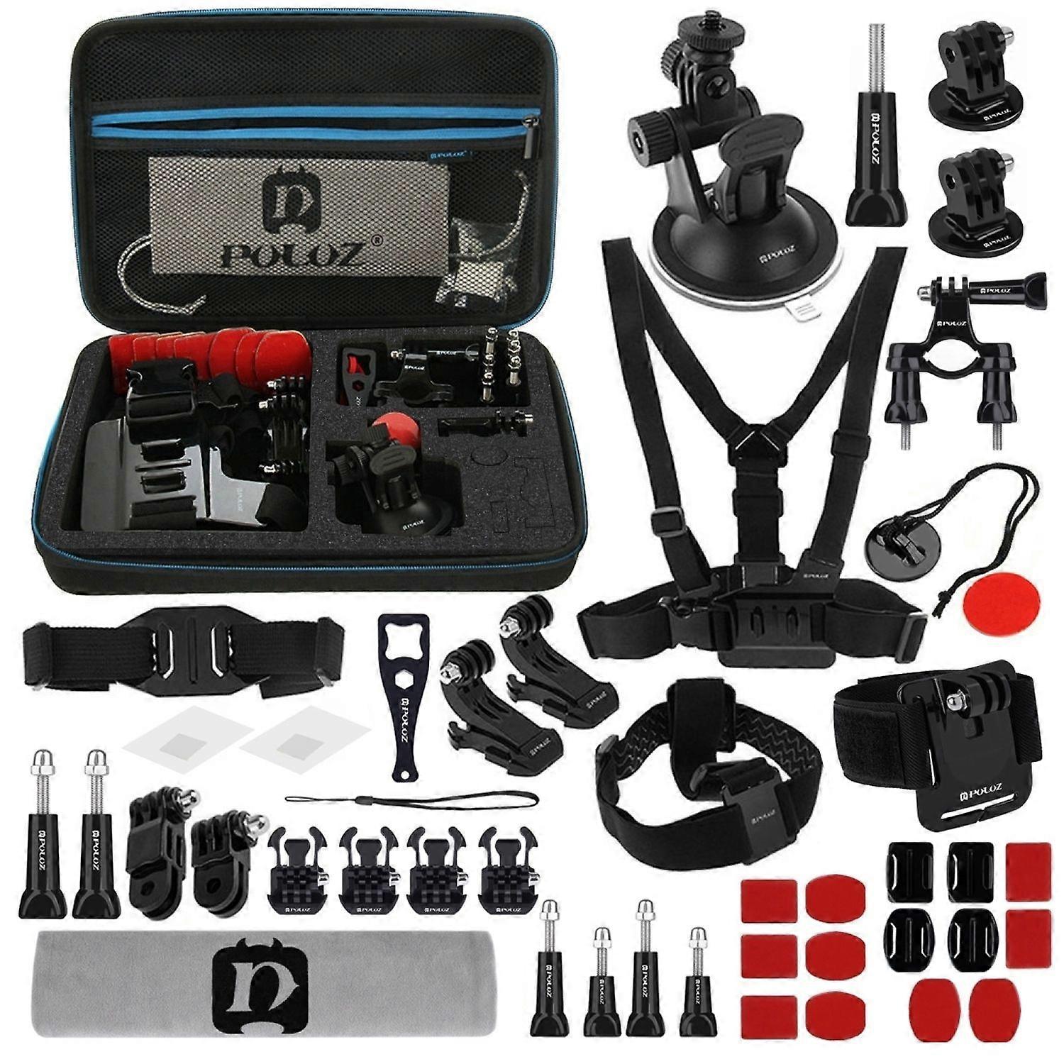 PULUZ PKT10 45 in 1 Kit for GoPro Action Camera Large Storage Case Chest Mount Head Strap Floating H