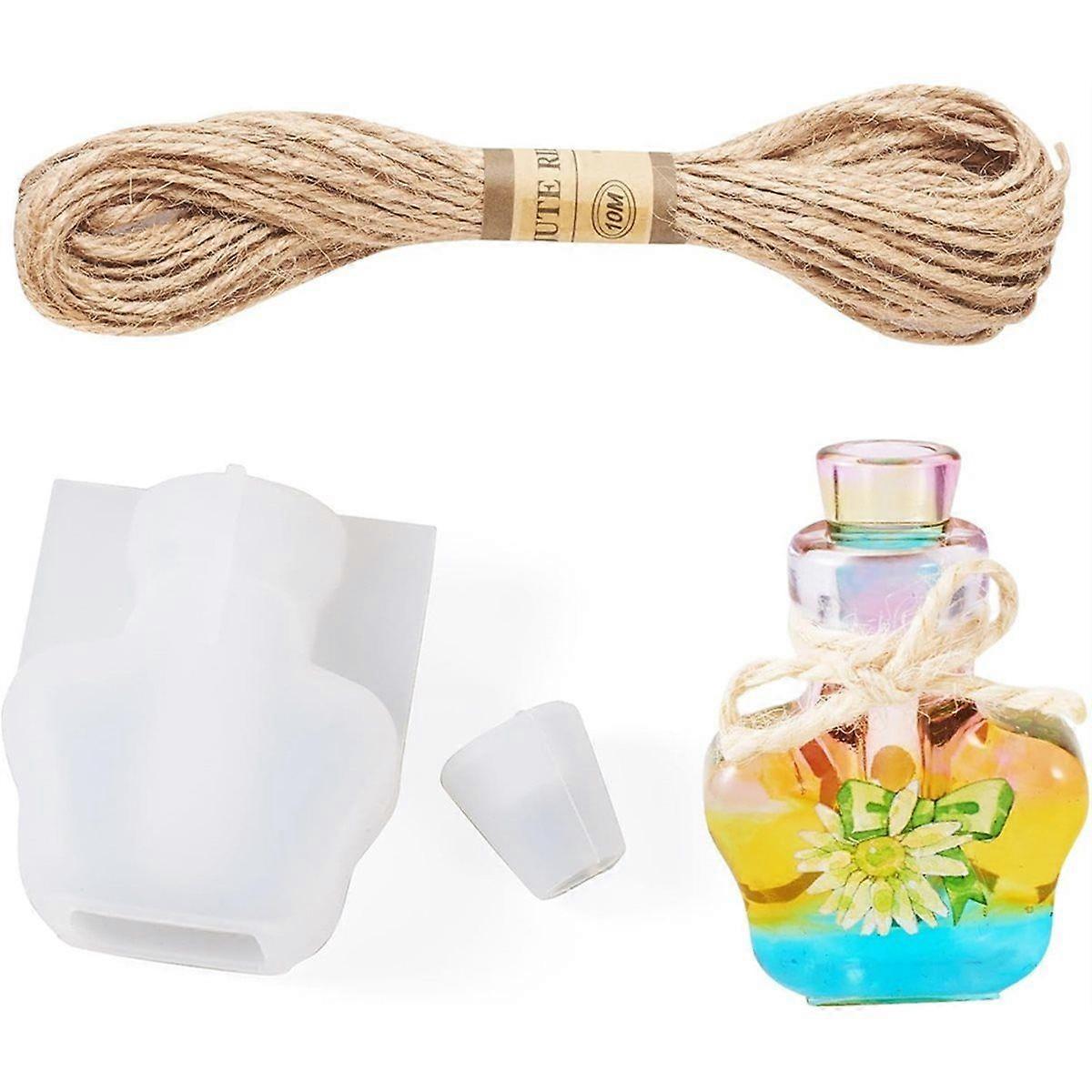 Wishing Bottle Silicone Molds Drift Bottle Resin Quicksand Container with Cord for DIY Keychain Pend