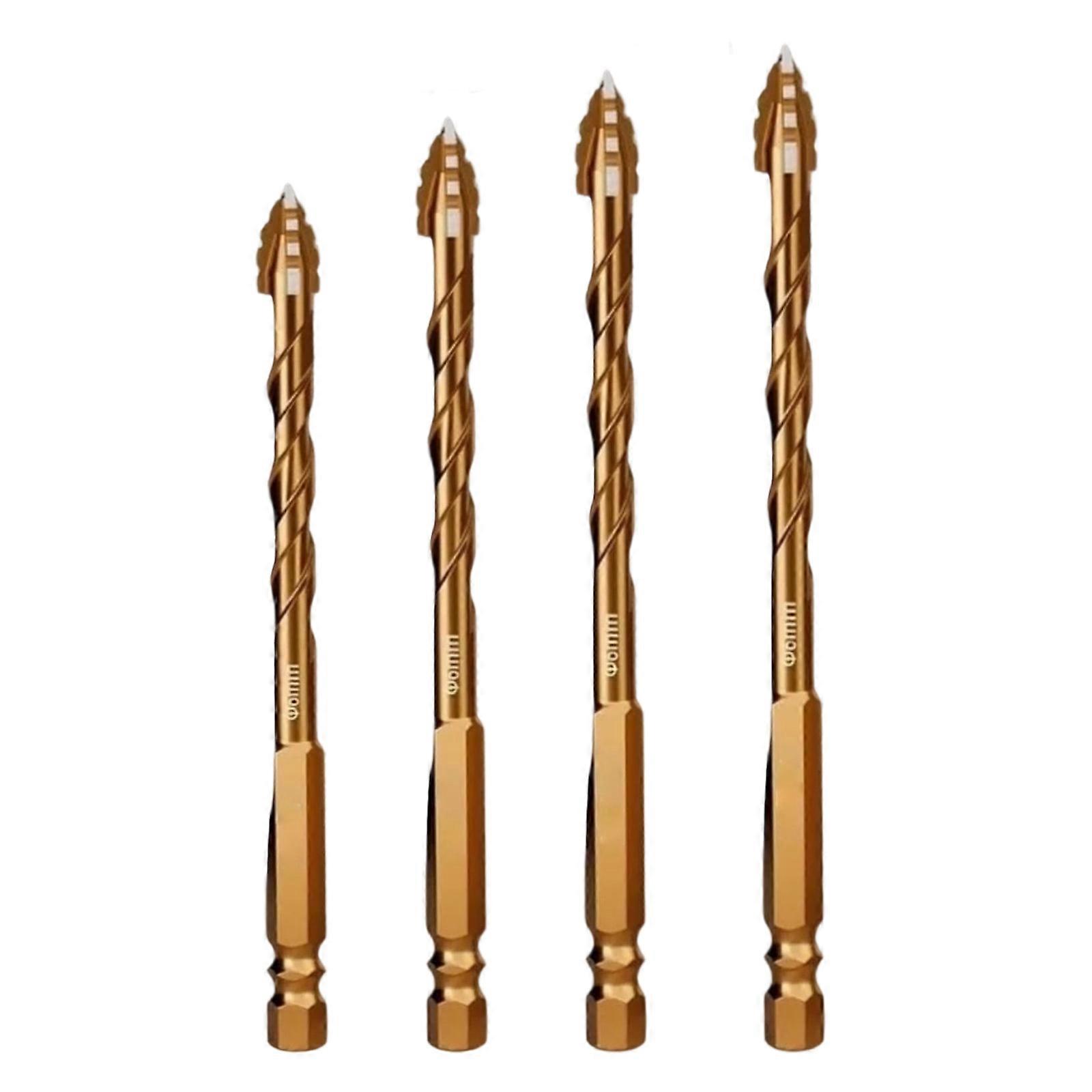 Multi Size Concrete And Tile Drill Bits With Quadruple Cutting Edges 6mm 8mm 10mm 12mm For Fast Efficient Drilling Multicolor