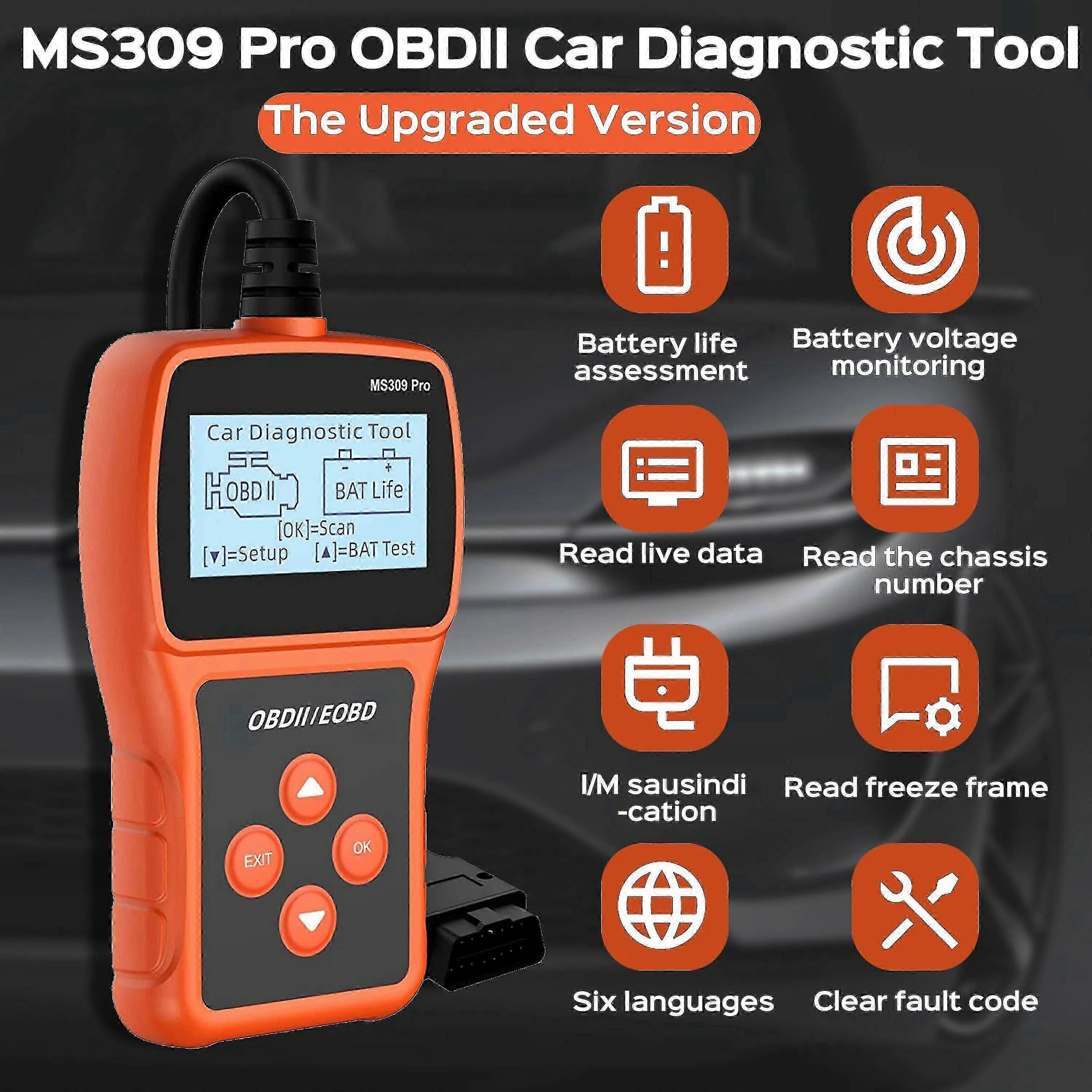 Auto OBD Scanner, Live Data & Battery Tester, OBDII Car Fault Detector OBD2 EOBD Scanner Code Reader Auto Engine Diagnostic Scan Tool