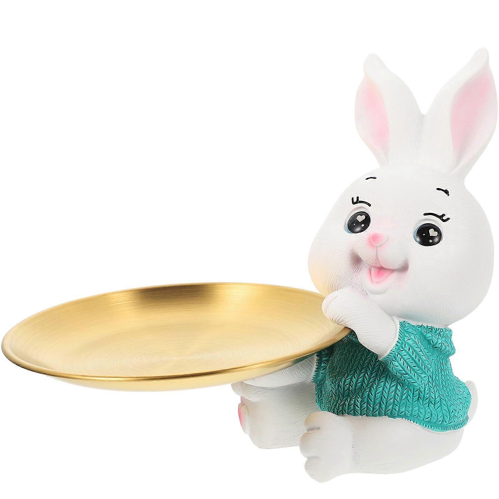 Rabbit Statue Jewelry Tray for Keys and Sundries, Lightweight Decorative Figurine for Home Desktop Storage
