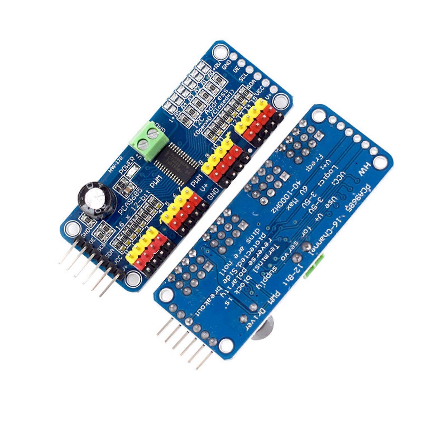 2Pcs PCA9685 16 Channel 12 bit PWM Servo Motor Driver Module Replacement for RPi Development Board Accessory Multicolor