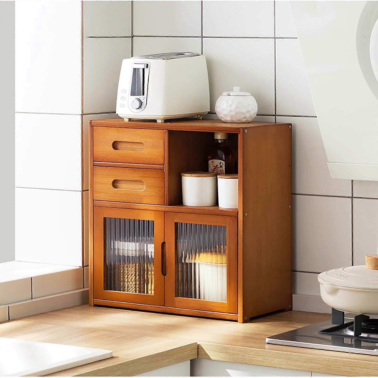 Multifunctional Brown Kitchen Storage Cabinet With Sideboard And Countertop, 42x23x48 cm, MultiLayer Cupboard And Spice Rack