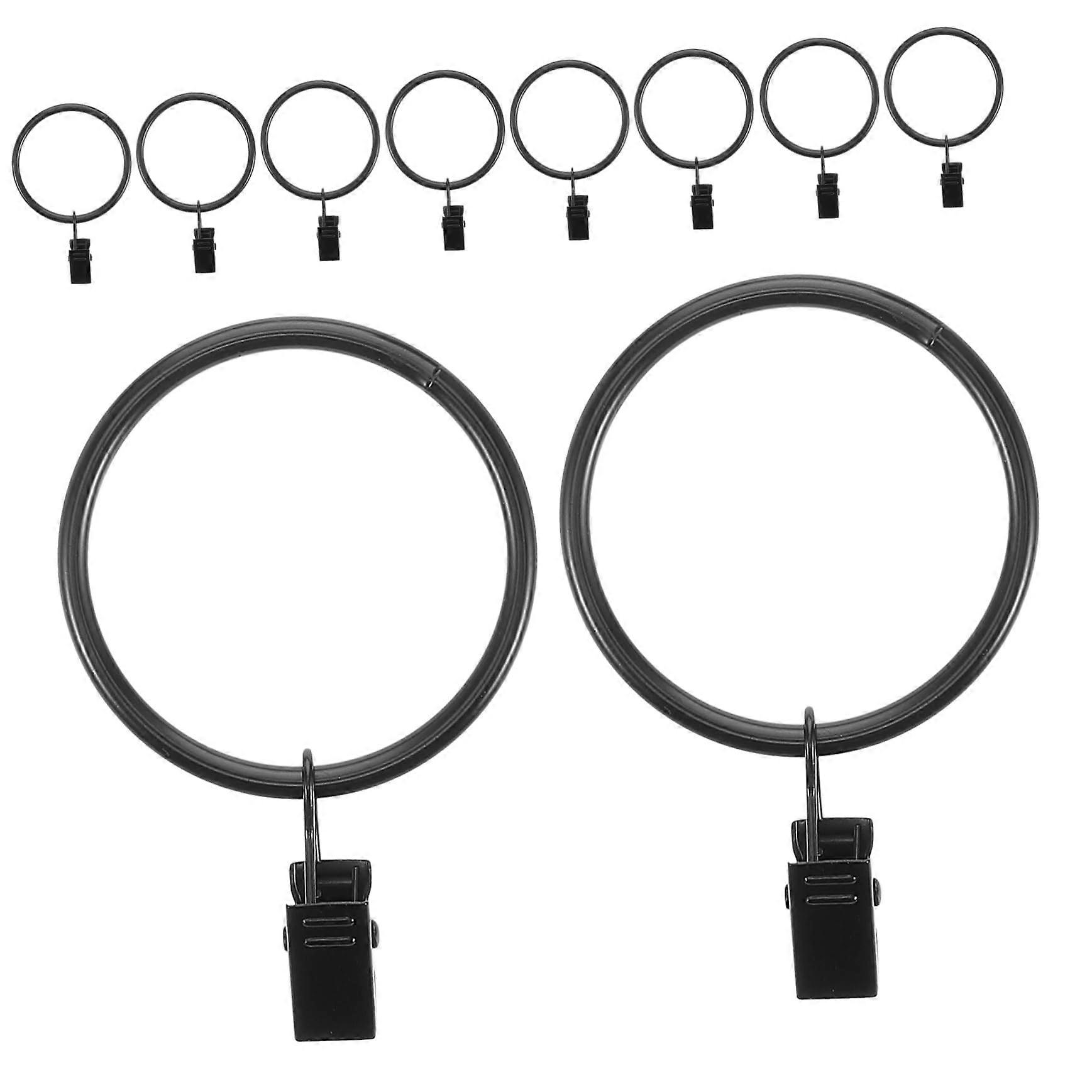 10pcs Heavy Duty Curtain Clips with Shower Curtain Hooks for Drapes and Home Use Elegant Black