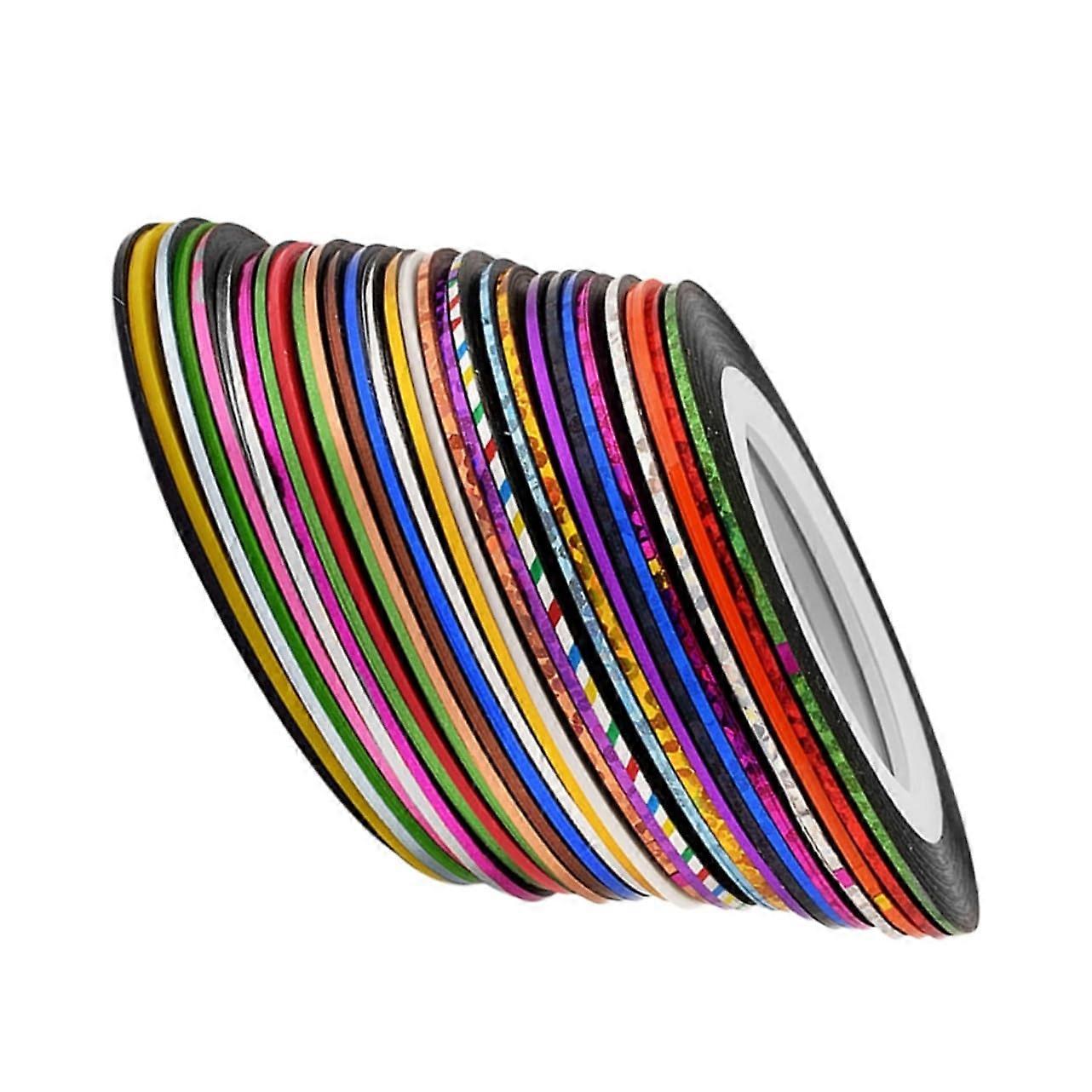 30 Rolls Silver Nail Art Striping Tape Set for Manicure with Strong Adhesive Hold