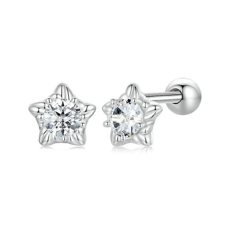 S925 Sterling Silver Moissanite Star Thread Earrings MSE051