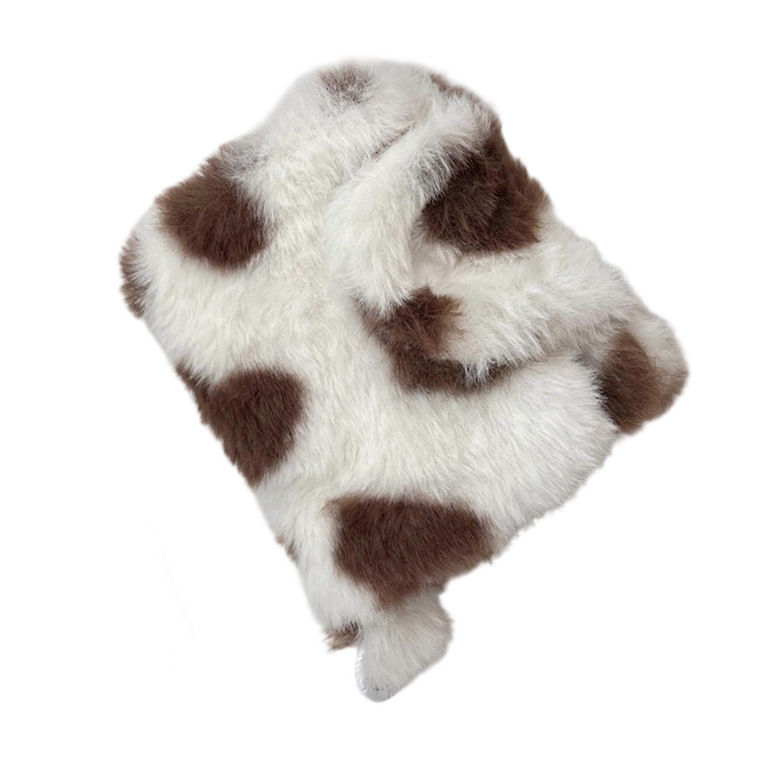 Heart Pattern Plush Storage Bag for Organizing Daily Carry Items Like Coin and Banks Cards Soft Materials Portable Size  White