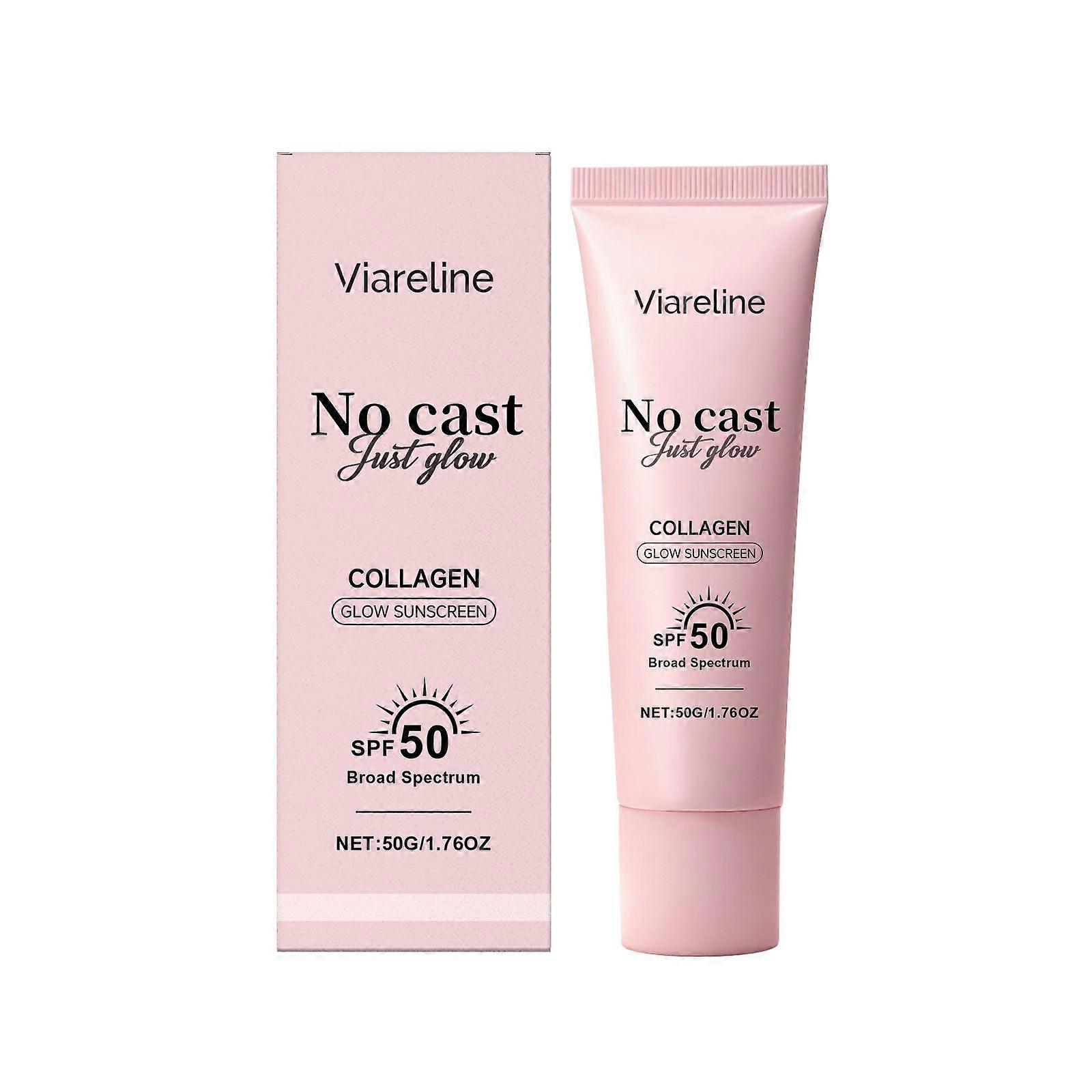 1~5x No Cast Just Glow Collagen Sunscreen | SPF 50 Broad Spectrum Face Sunscreen | Lightweight, Non-Sticky, Hydrating Formula New