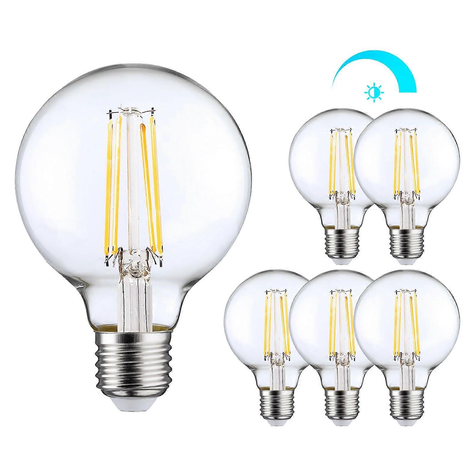 G25 LED Globe Light Bulbs Dimmable 4000K Daylight Vintage Edison Filament E26 Base 6Pack