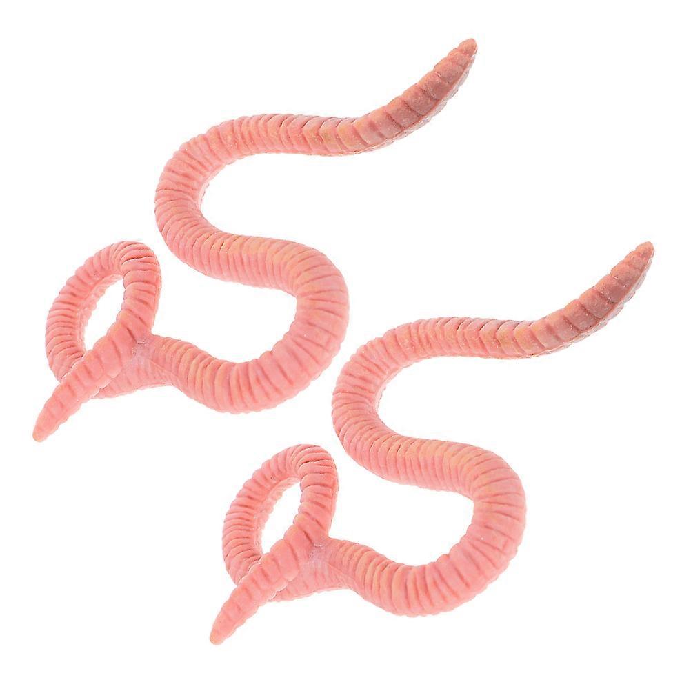 Simulation Earthworm Model Plastic Earthworm Toy for Decoration 2Pcs Pink