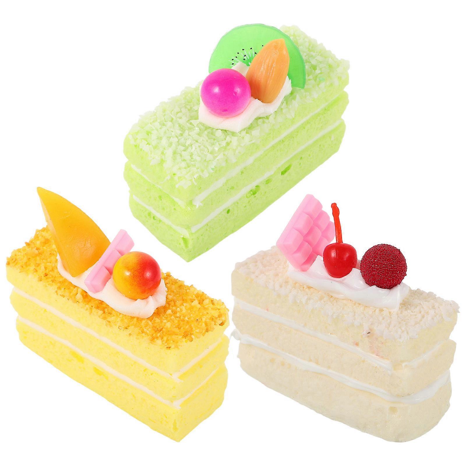 Lifelike Cake Prop Mousse Cake for Cafe Decor 3Pcs Assorted Color