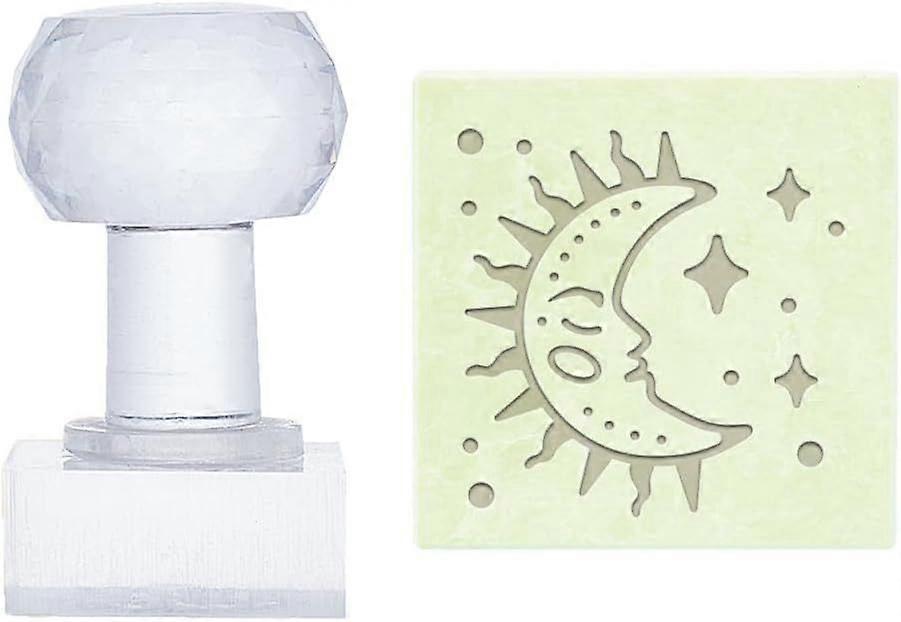 Handmade Soap Stamp Moon Profile Acrylic Soap Stamp with Handle Soap Embossing Stamp Soap Chapter Imprint Stamp for DIY Soap Clay Pottery Arts Crafts 