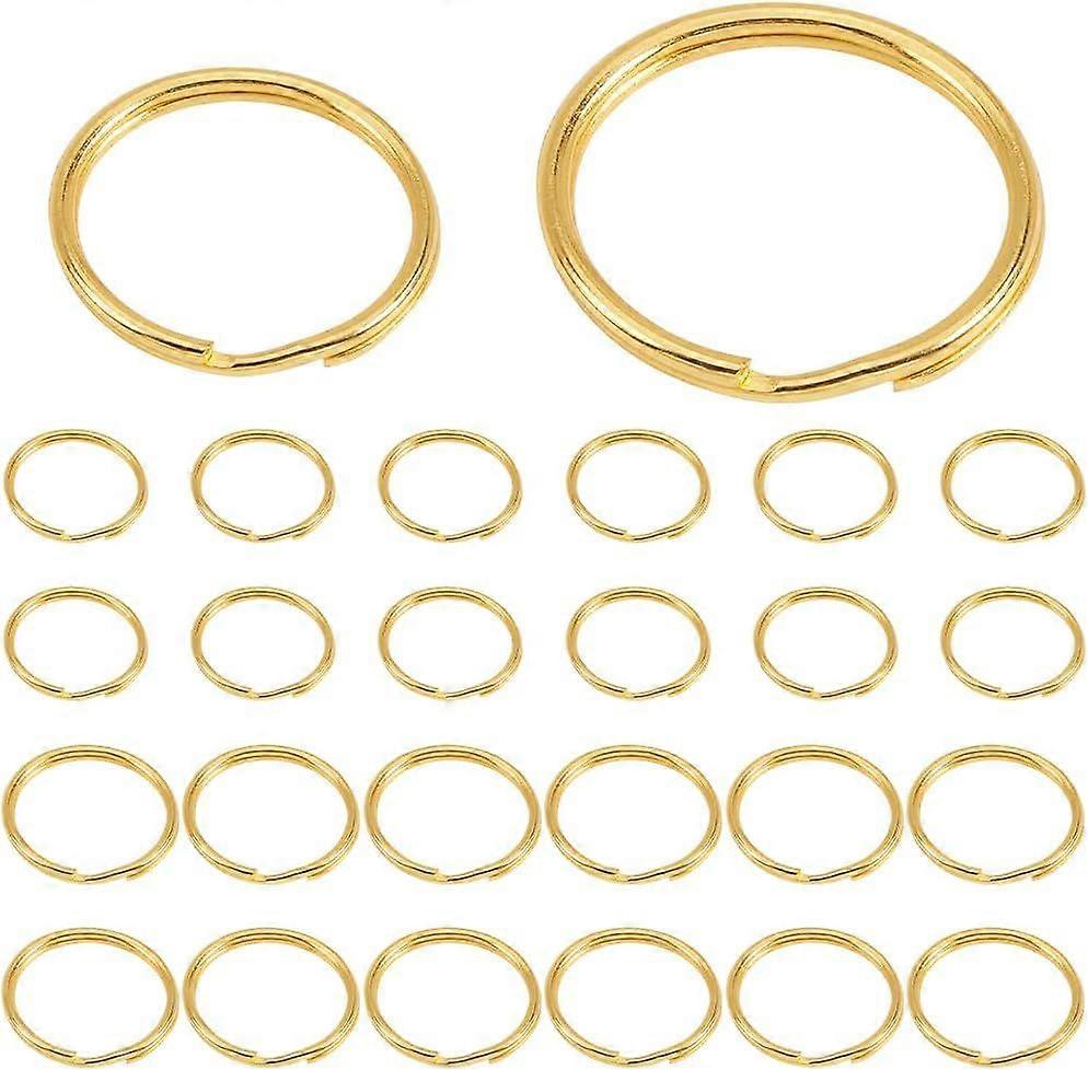 1 Box 120Pcs Golden Keychain Rings Split Key Chain Ring Bulk Metal Iron Flat Round Carabiner Clip Loop Replacements O Keyring for Keychains Buckle Bag