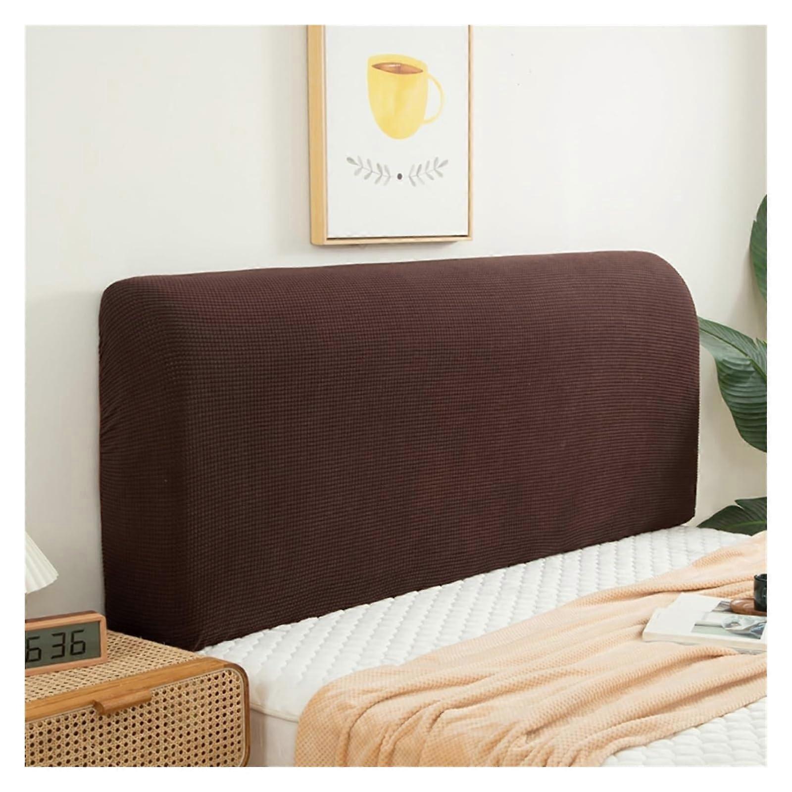 Velvet Quilted Headboard Slipcover with Elastic Fit for Queen Size, Brown, Scratch and Stain Protection