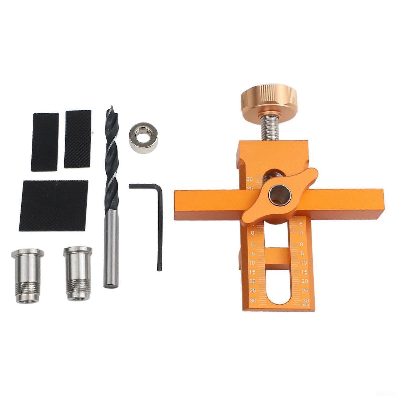 Cabinet Door Installation Jig with Integrated Drill Guide, 2 in 1 Adjustable Hinge Alignment Tool