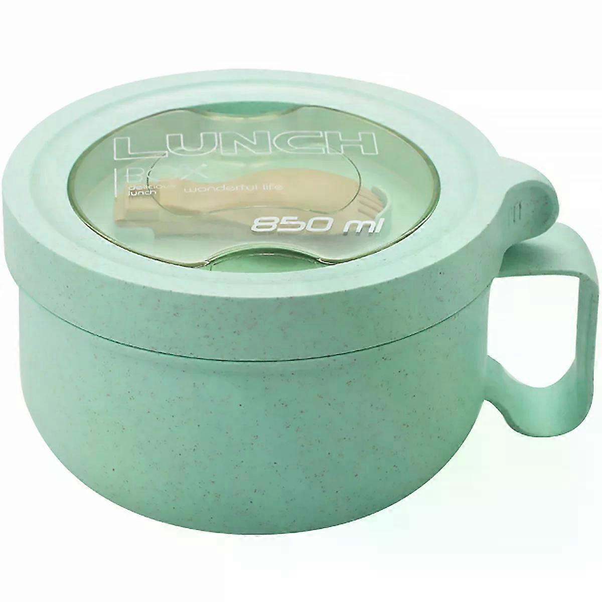 Bol �� soupe au micro-ondes de 850ml, avec couvercle et poign��e, bol �� nouilles en plastique de qualit�� alimentaire avec cuill��re, tasse de p