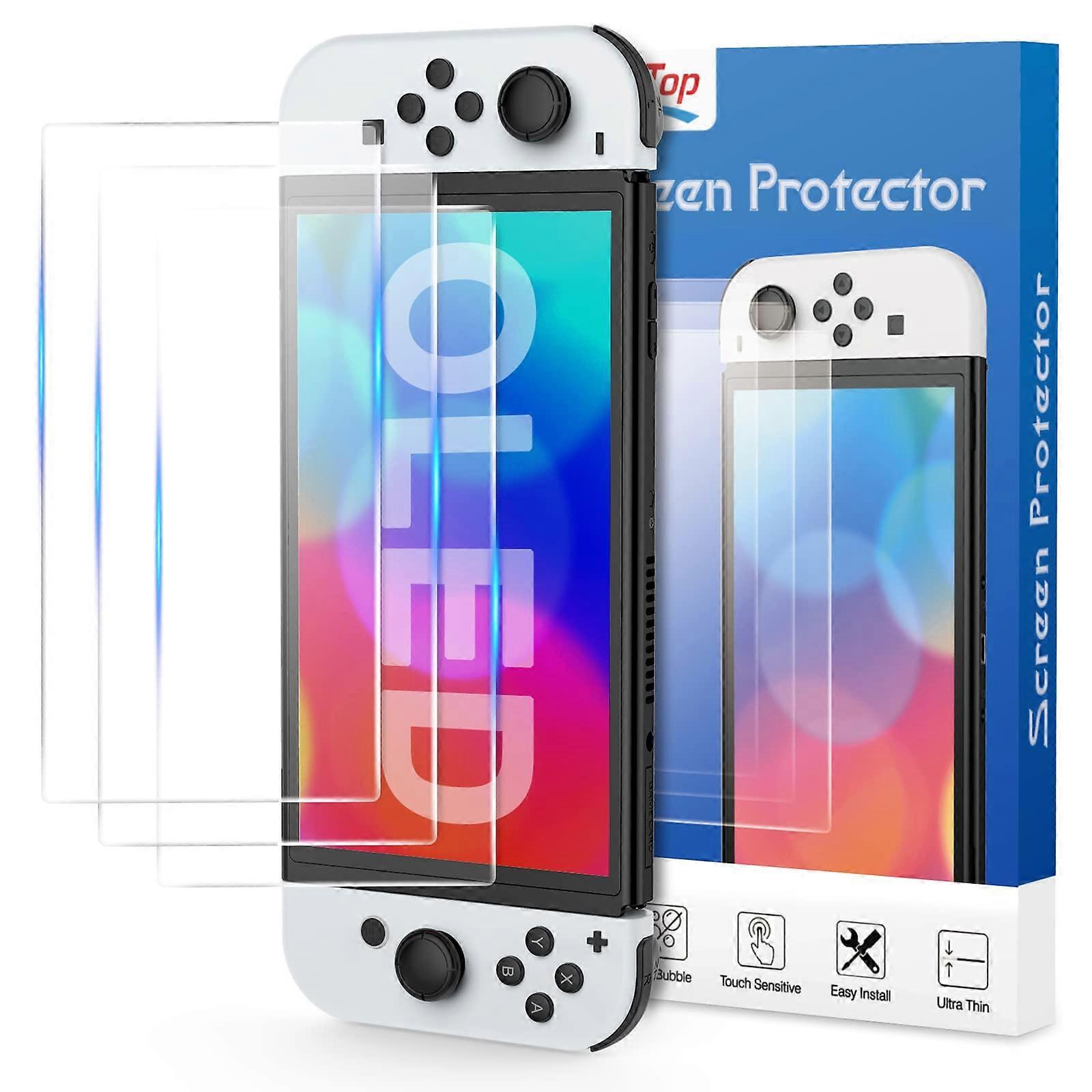 Tempered Glass Screen Protector 3 Pack for Nintendo Switch OLED, UltraThin 0.25mm, AntiScratch, Bubble