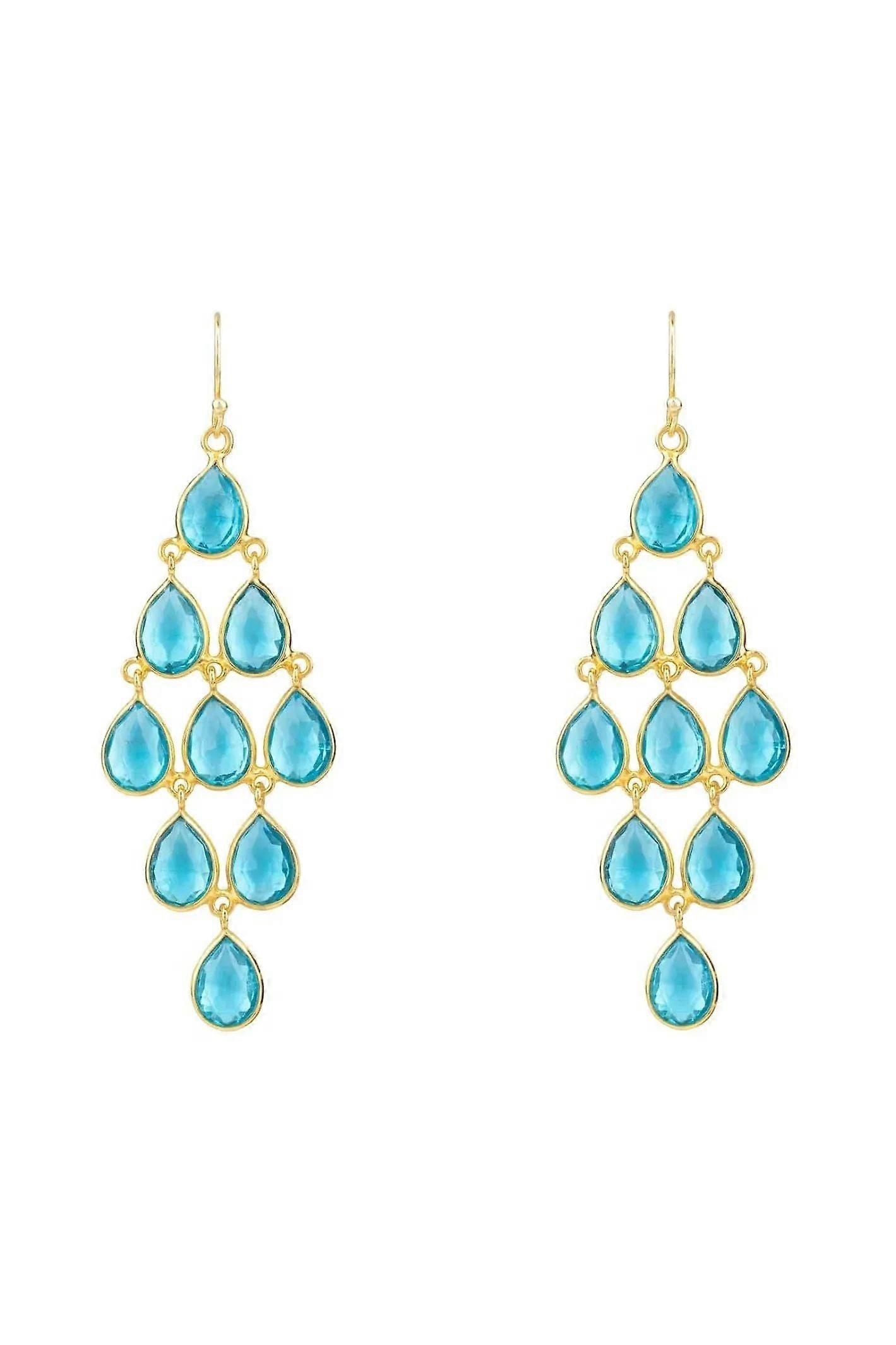 Latelita Women's 925 Sterling Silver Blue Topaz Cascade Earrings with 22ct Gold Dip - Size: Unknown, Length: 8.5cm, Width: 3.2cm