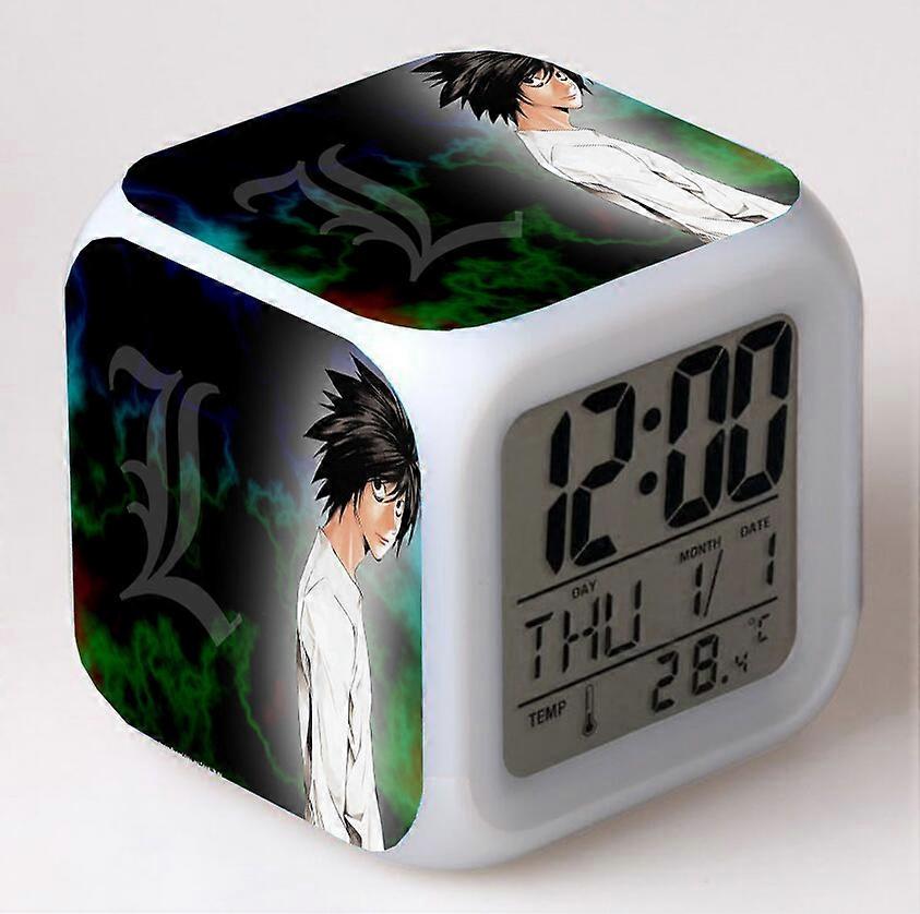 Death Note Color Changing Seven-Color Alarm Clock Square Clock Creative Alarm Clock