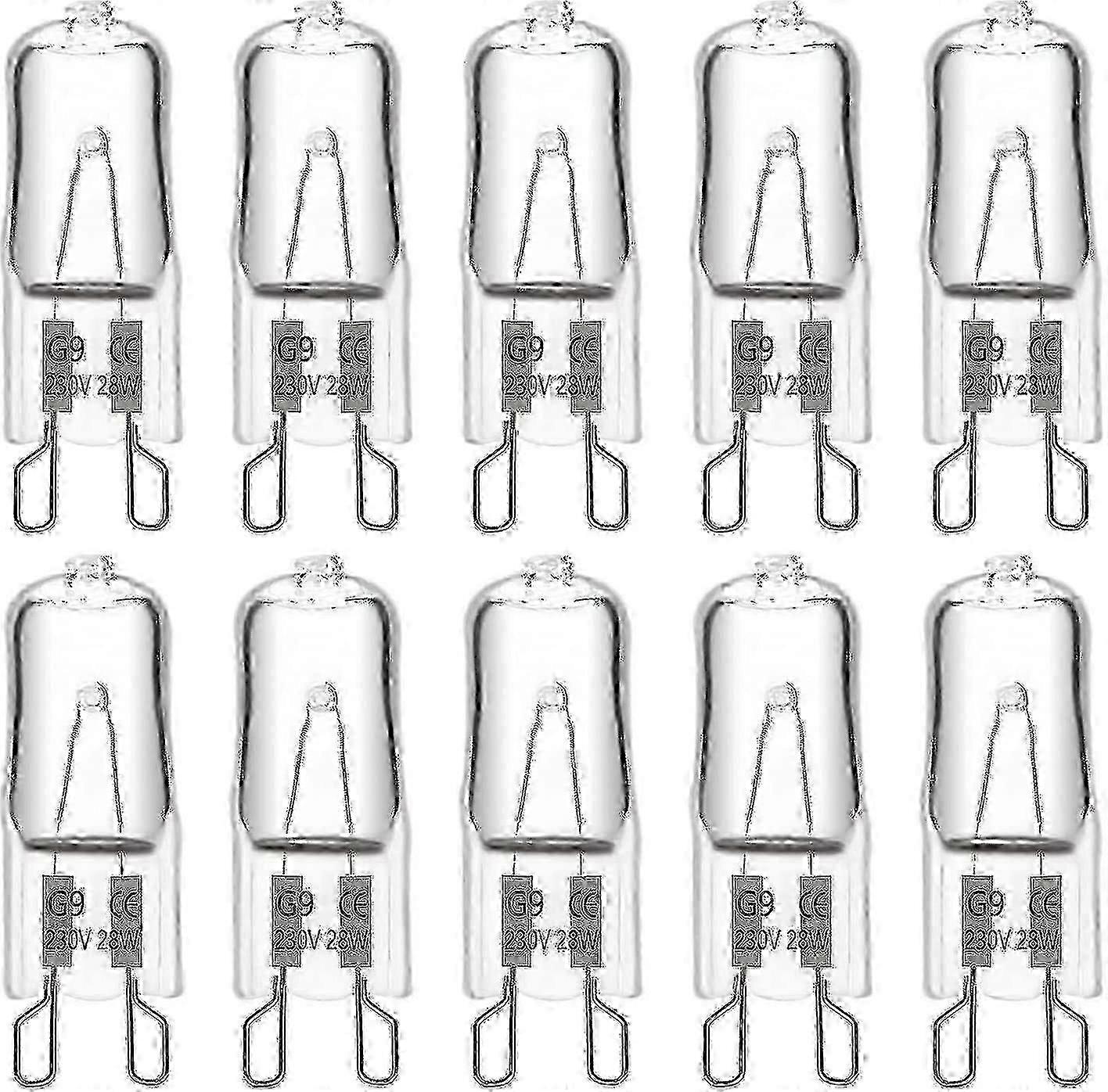 G9 Halogen Light Bulb 28W 230V Dimmable Warm White 2700K 10 Pack