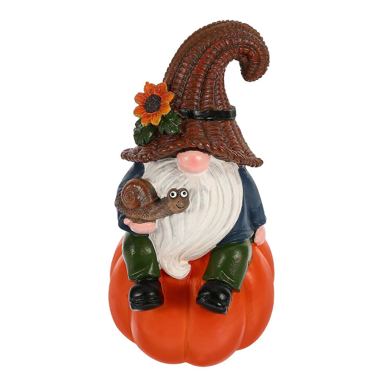 Garden Gnome Statue Resin Pumpkin Gnome for Fall Decor