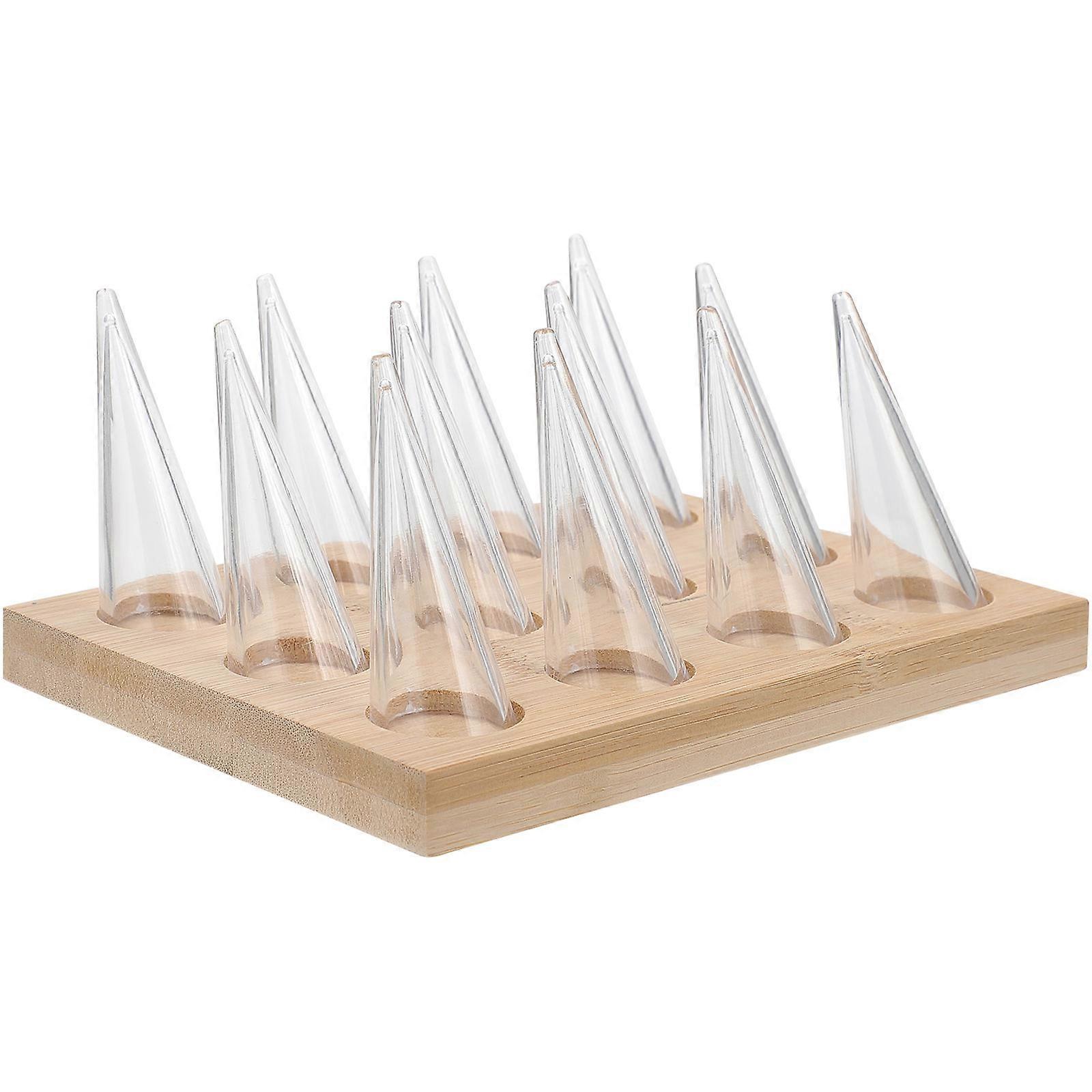 Wood Jewelry Ring Display Stand for Display 1Set Transparent