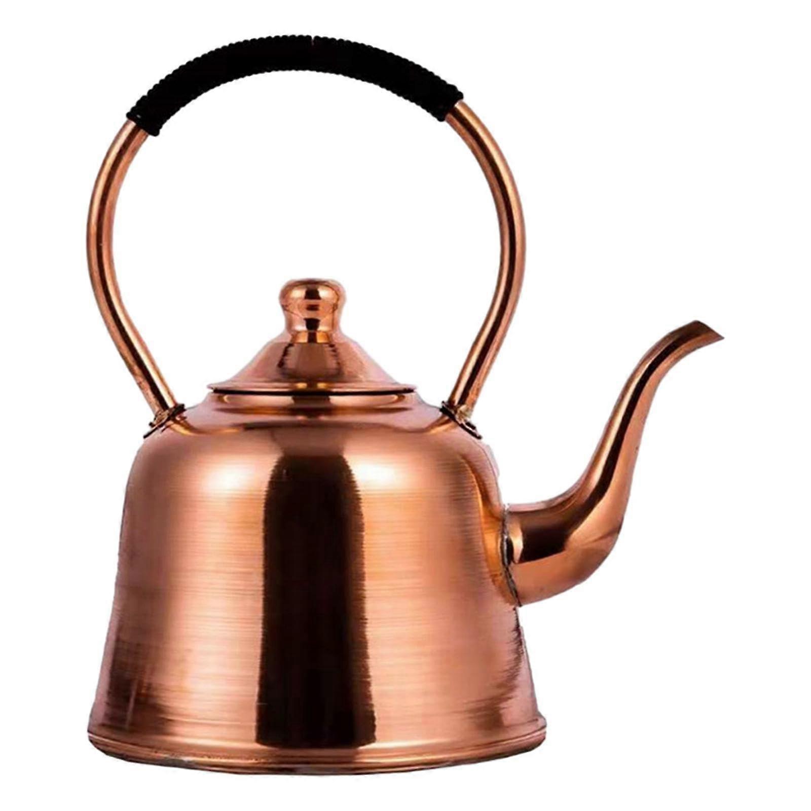 2L Copper Tea Kettle with Heatproof Handle for Camping and Induction Stove