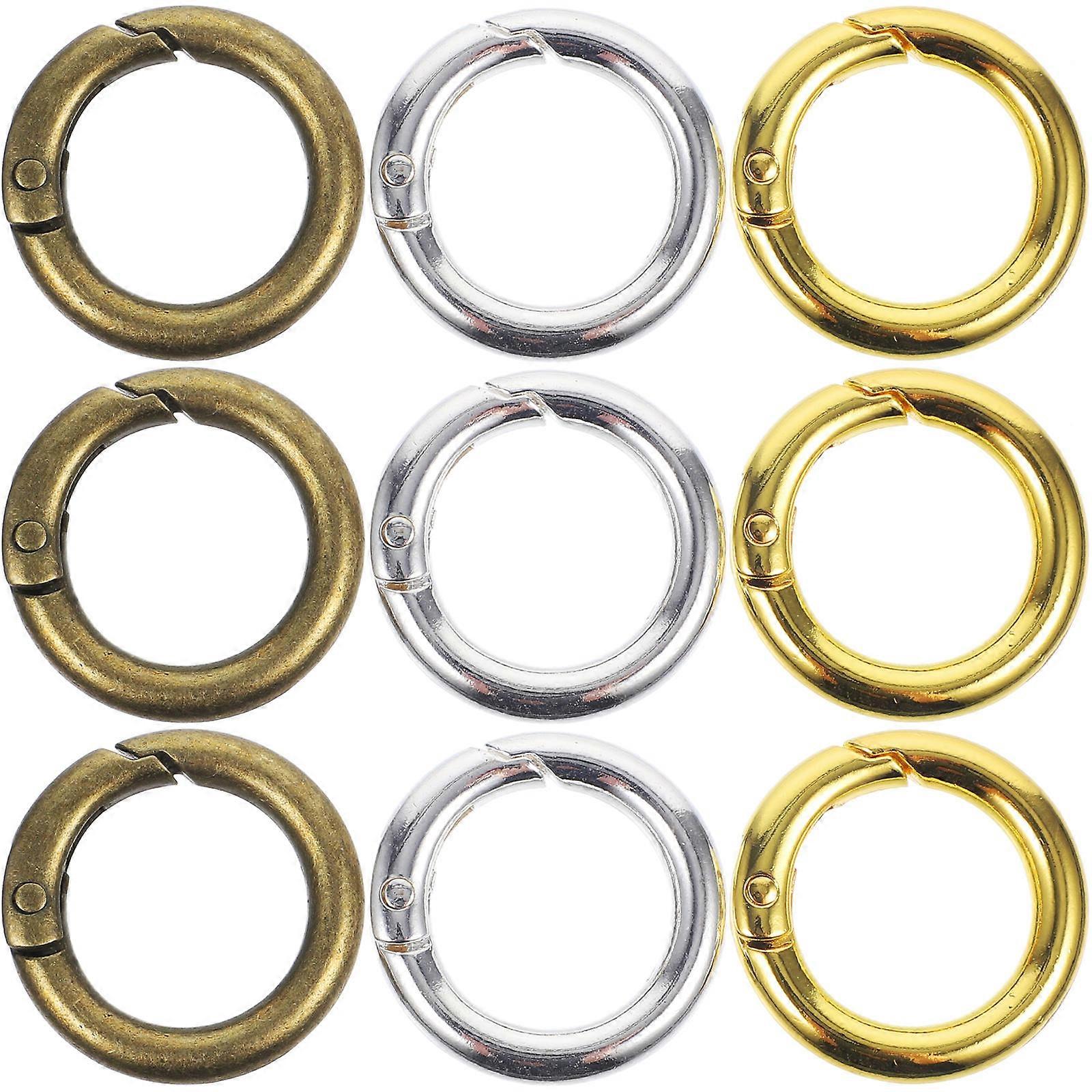 Spring O-Rings Alloy Round Snap Buckles for Keyring 15Pcs Assorted Colors