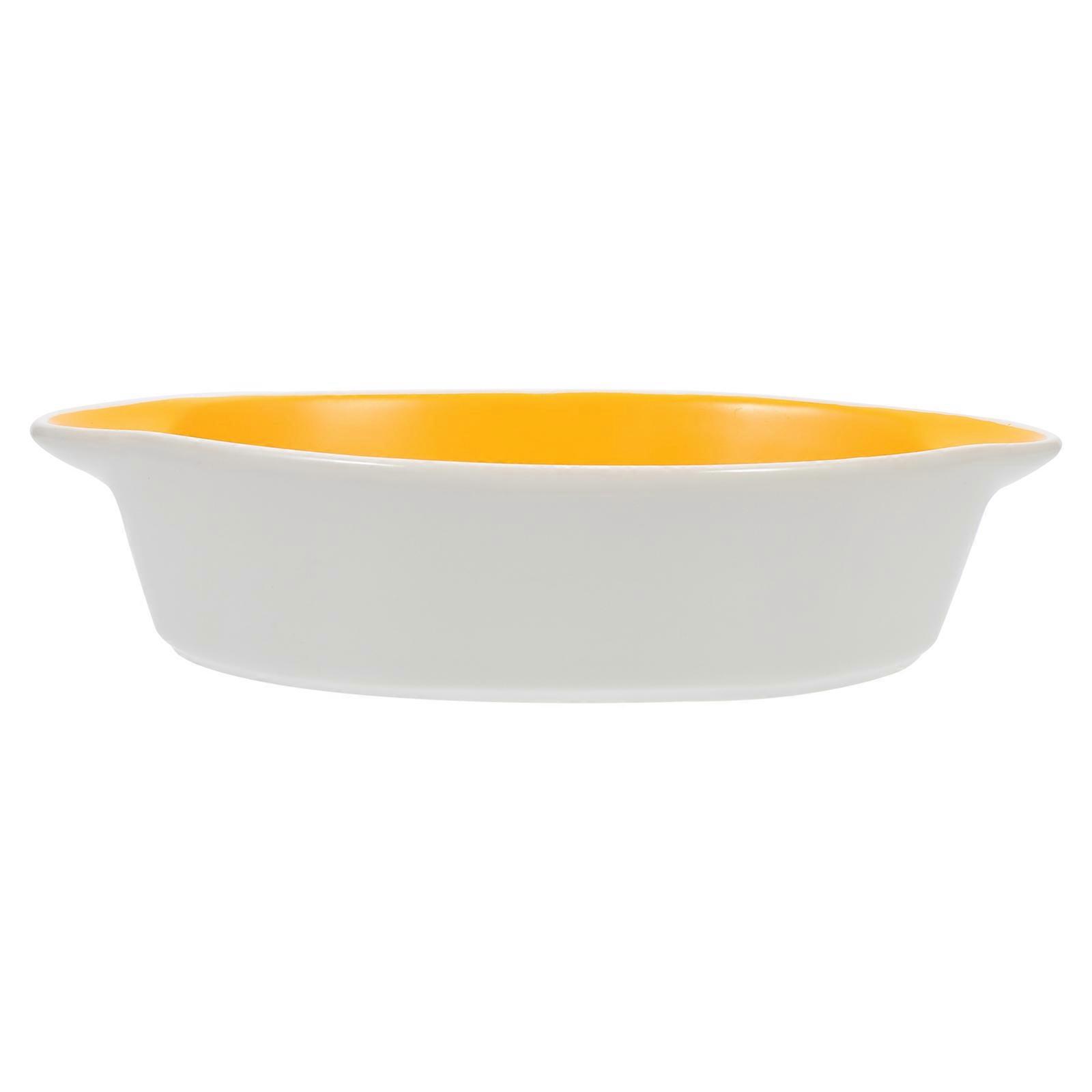 Yellow Ceramic Double Color Pie Pan for Baking Dish 1 Piece