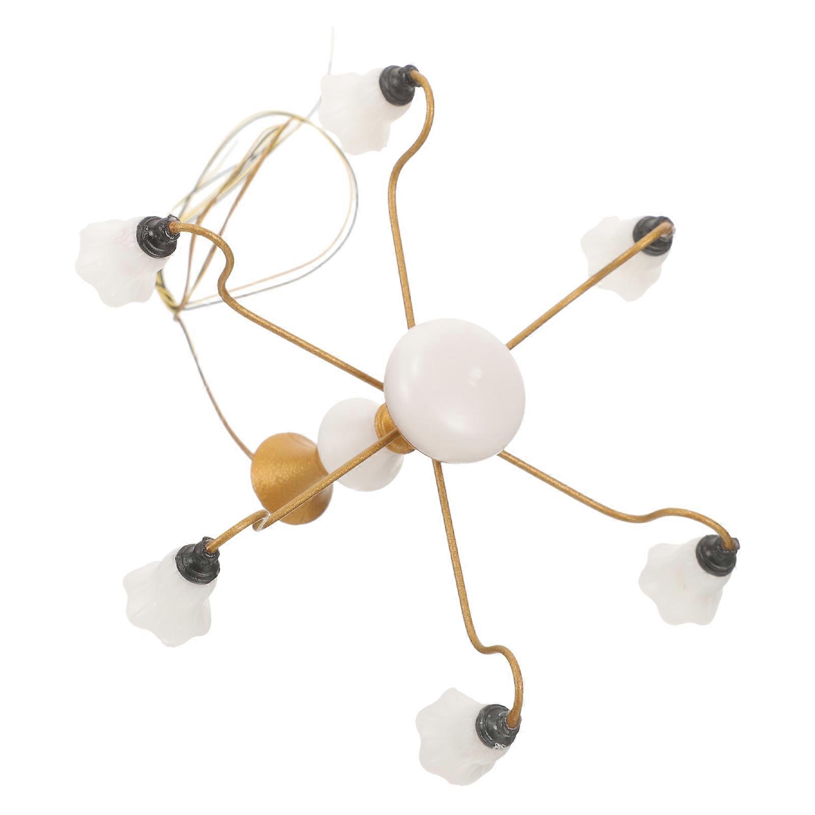 Golden Mini Ceiling Lamp for Decoration ABS Metal Material Unique Home Decor Miniature Models 3.94 inch