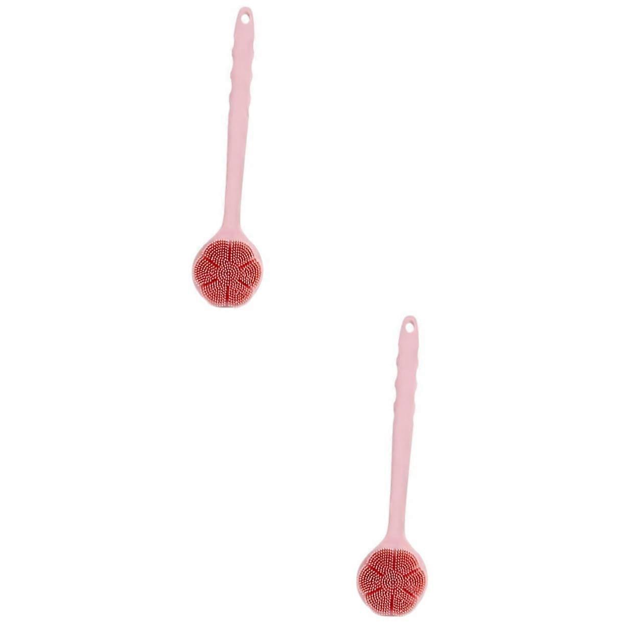 2pcs Silicone Back Scrubber for Shower with Long Handle, QuickDrying Exfoliating Bath Brush Set